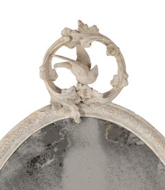 19th Century English Mirror with Song Bird Scrolled Crest