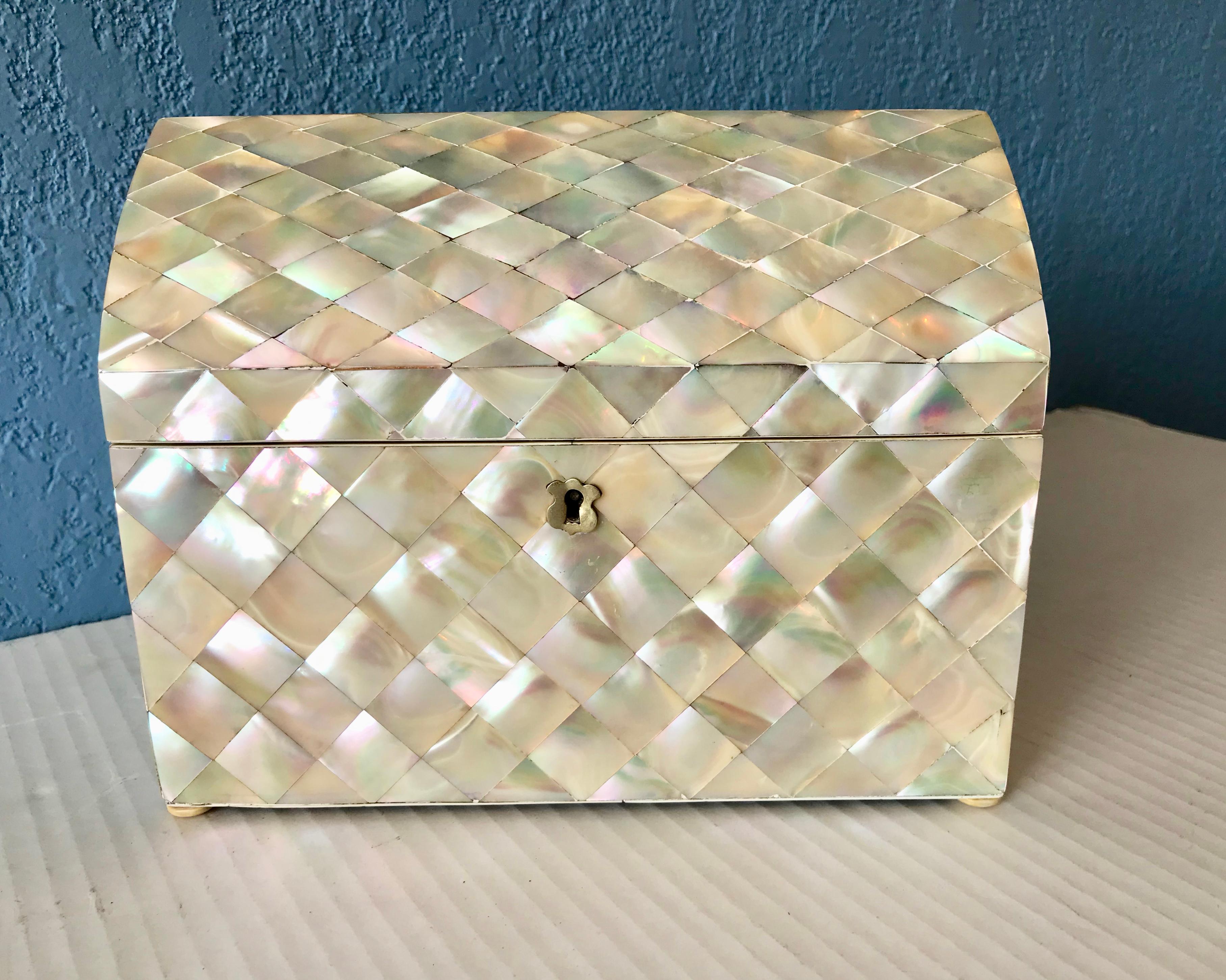 19th Century 19TH Century English Mother of Pearl Tea Caddy