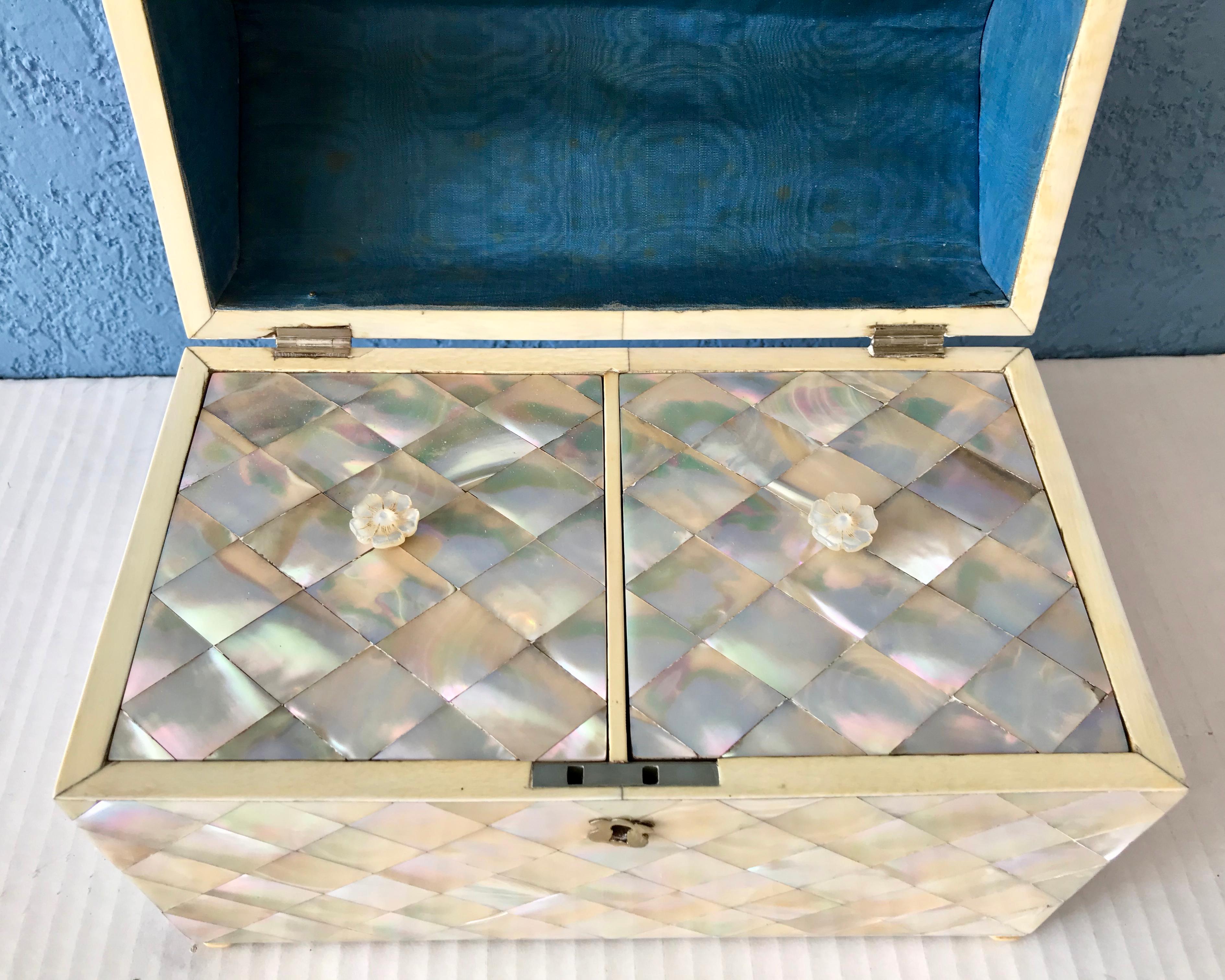 19TH Century English Mother of Pearl Tea Caddy 2