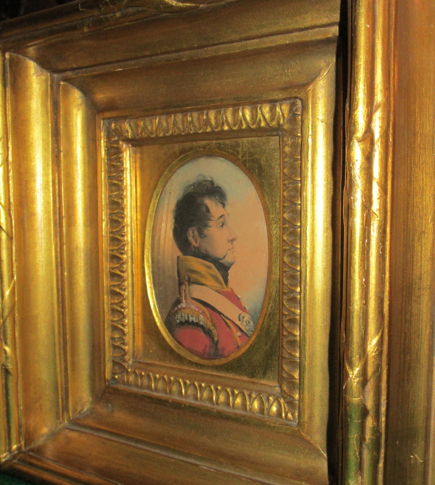 Early 19th Century 19th Century English Napoleonic War Soldier Original Watercolor in Period Frame