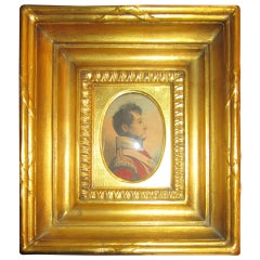 19th Century English Napoleonic War Soldier Original Watercolor in Period Frame