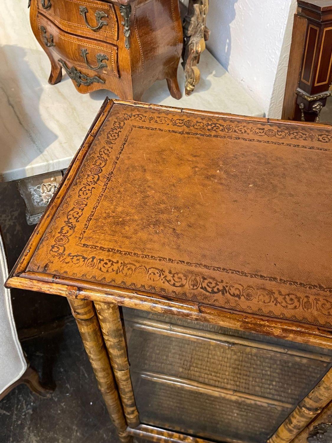 19th Century English Narrow Bamboo Cabinet In Good Condition In Dallas, TX