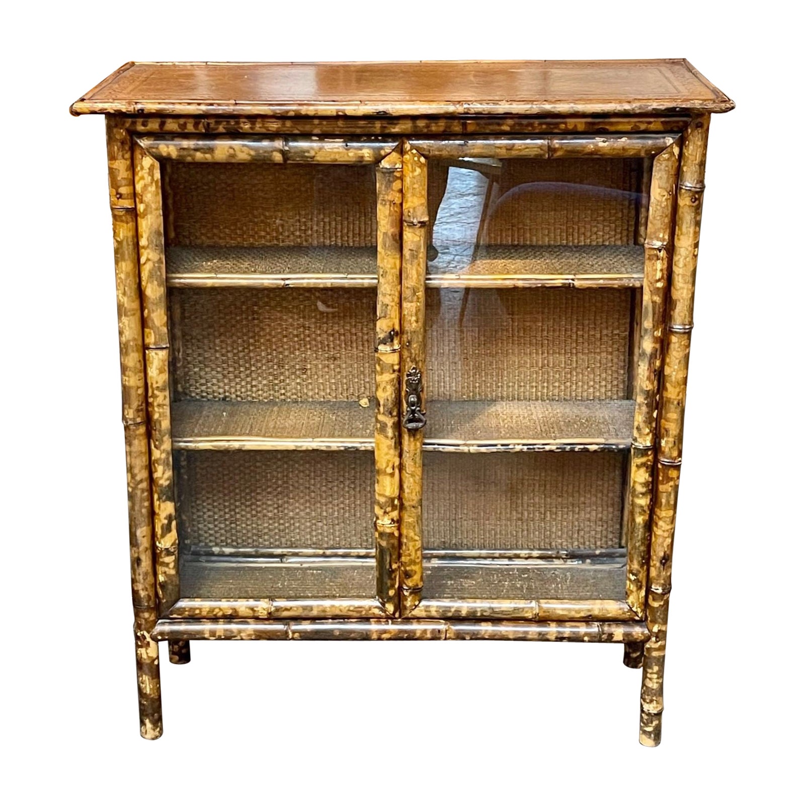 19th Century English Narrow Bamboo Cabinet