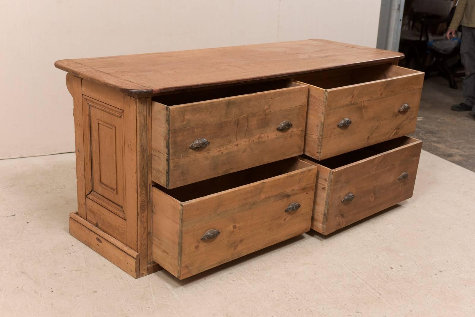 19th Century English Natural Wood Kitchen Island with Ample Storage 5