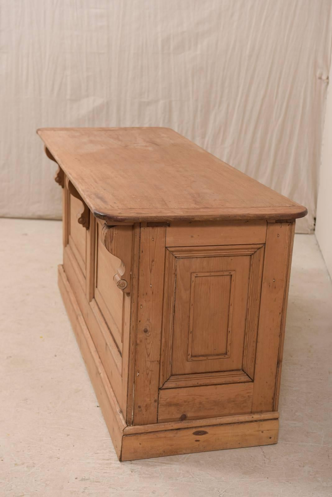 19th Century English Natural Wood Kitchen Island with Ample Storage 2