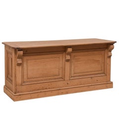 19th Century English Natural Wood Kitchen Island with Ample Storage