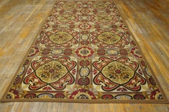 1880s White European Floral English Needlepoint Carpet 6'4"x13'6" Wool Rug