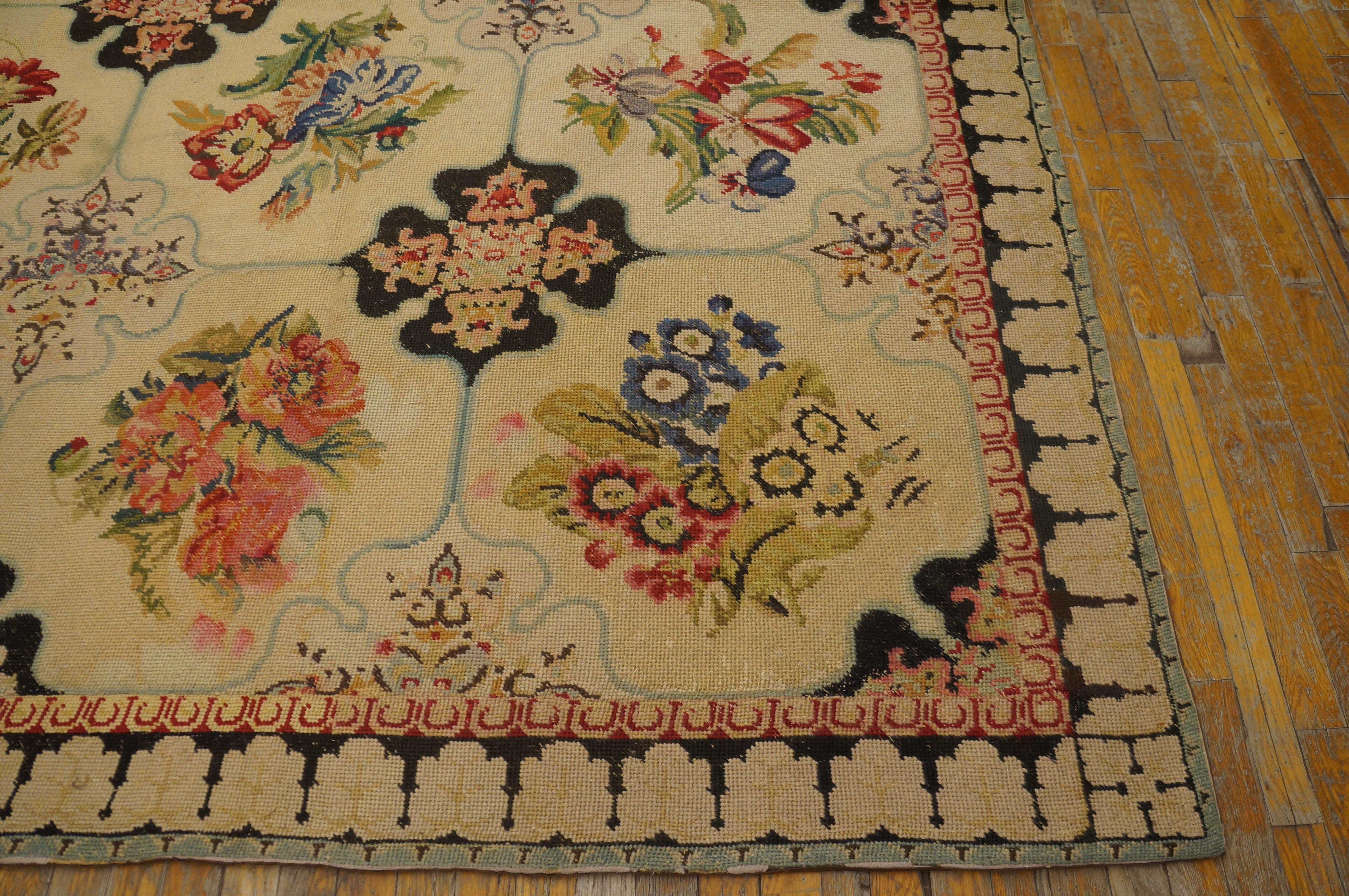 Wool 19th Century English Needlepoint Carpet ( 9' x 14'8