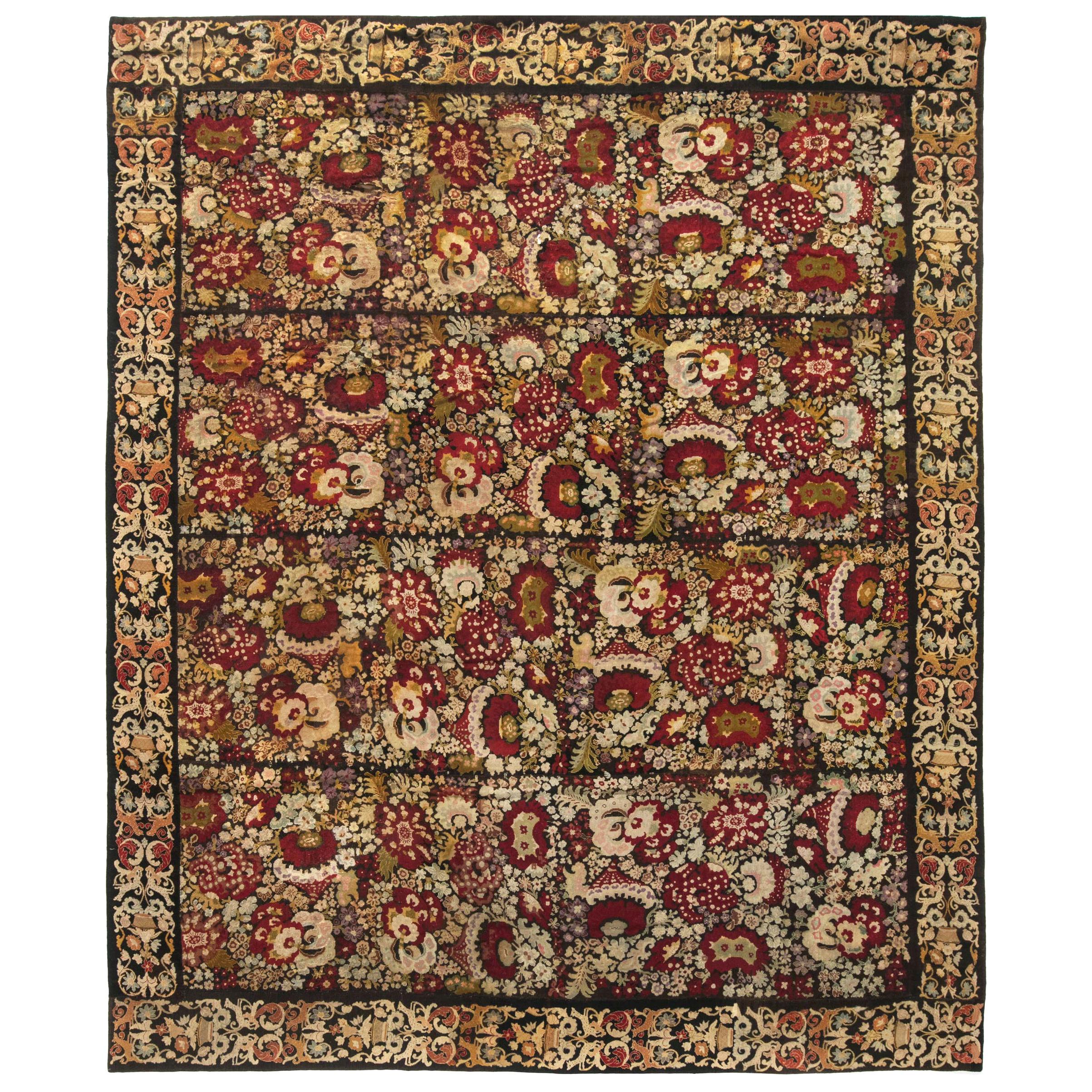 Fine Antique English Needlework Rug For Sale at 1stDibs