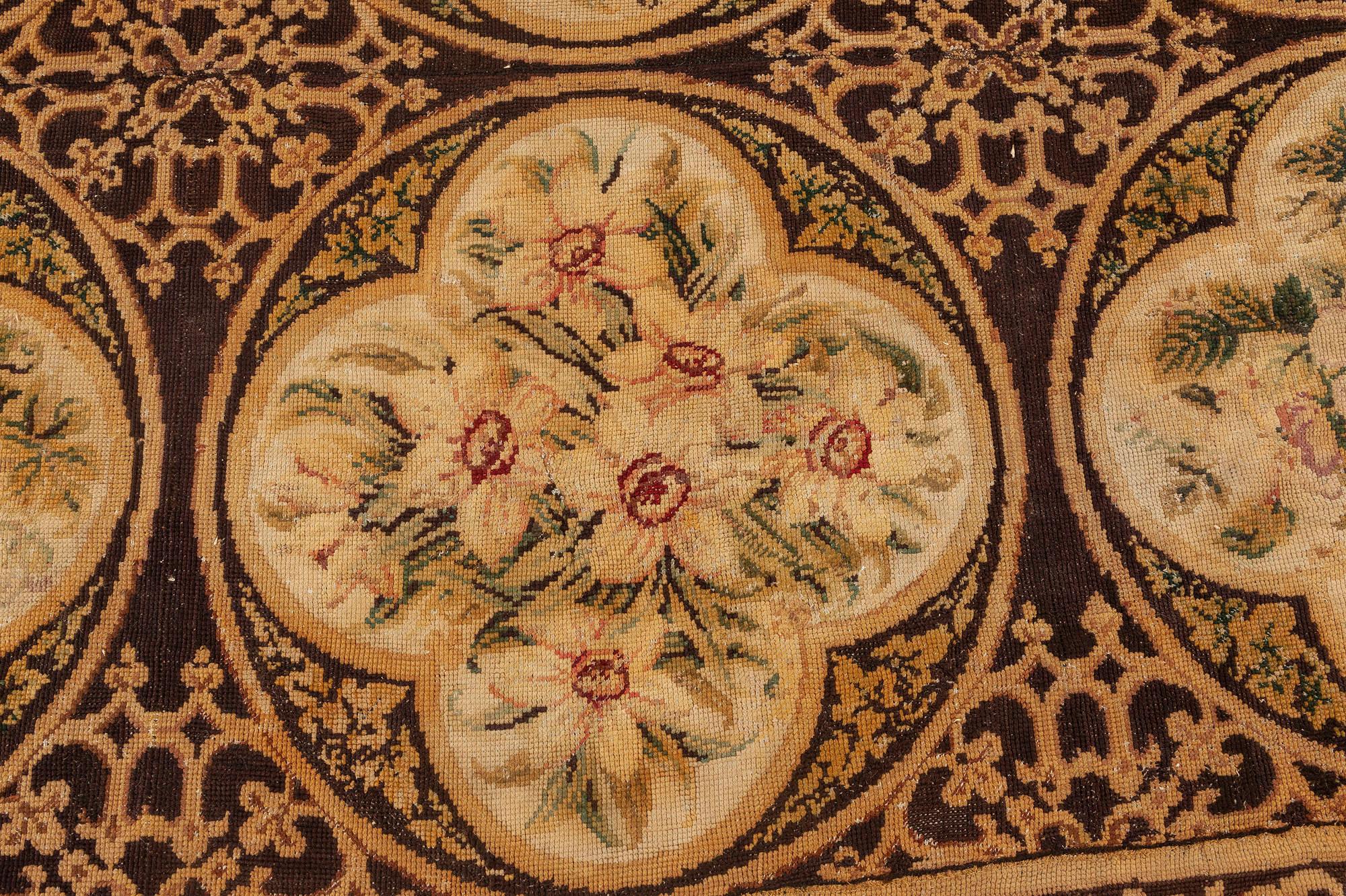Hand-Knotted 19th Century English Needlework Sized Adjusted For Sale