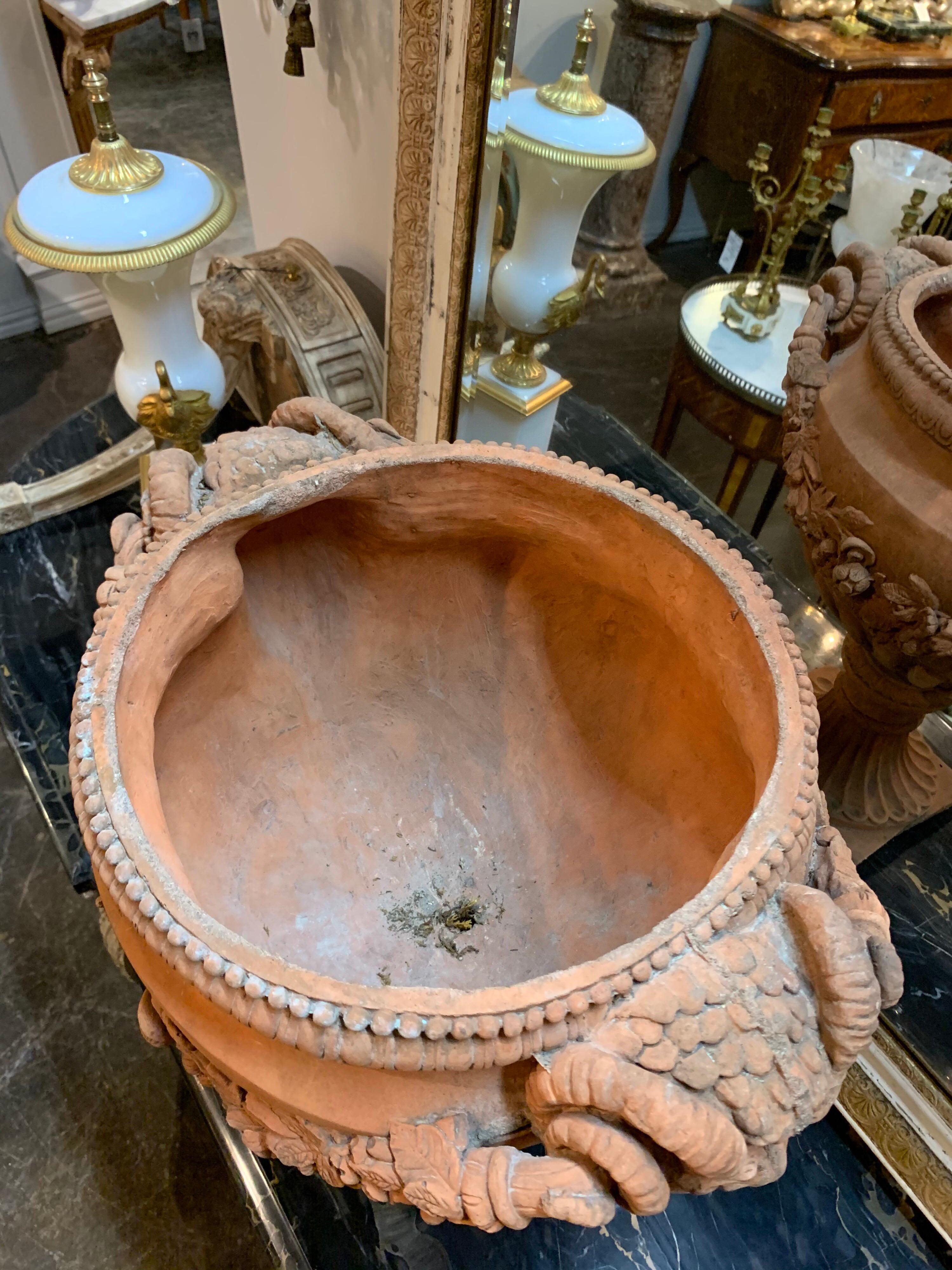 English Neoclassical Style Concrete Terracotta Colored Planter 2