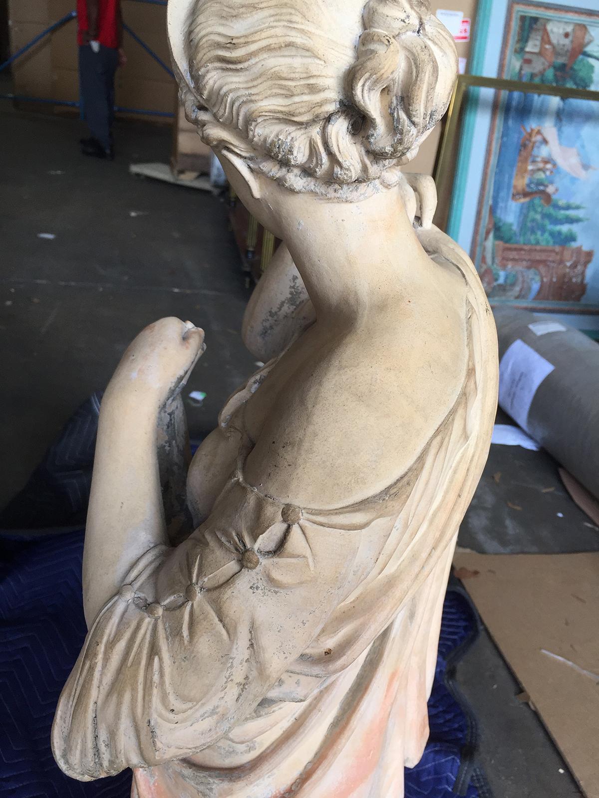 19th Century English Neoclassical Coade Stone Figure of Classical Draped Maiden For Sale 5