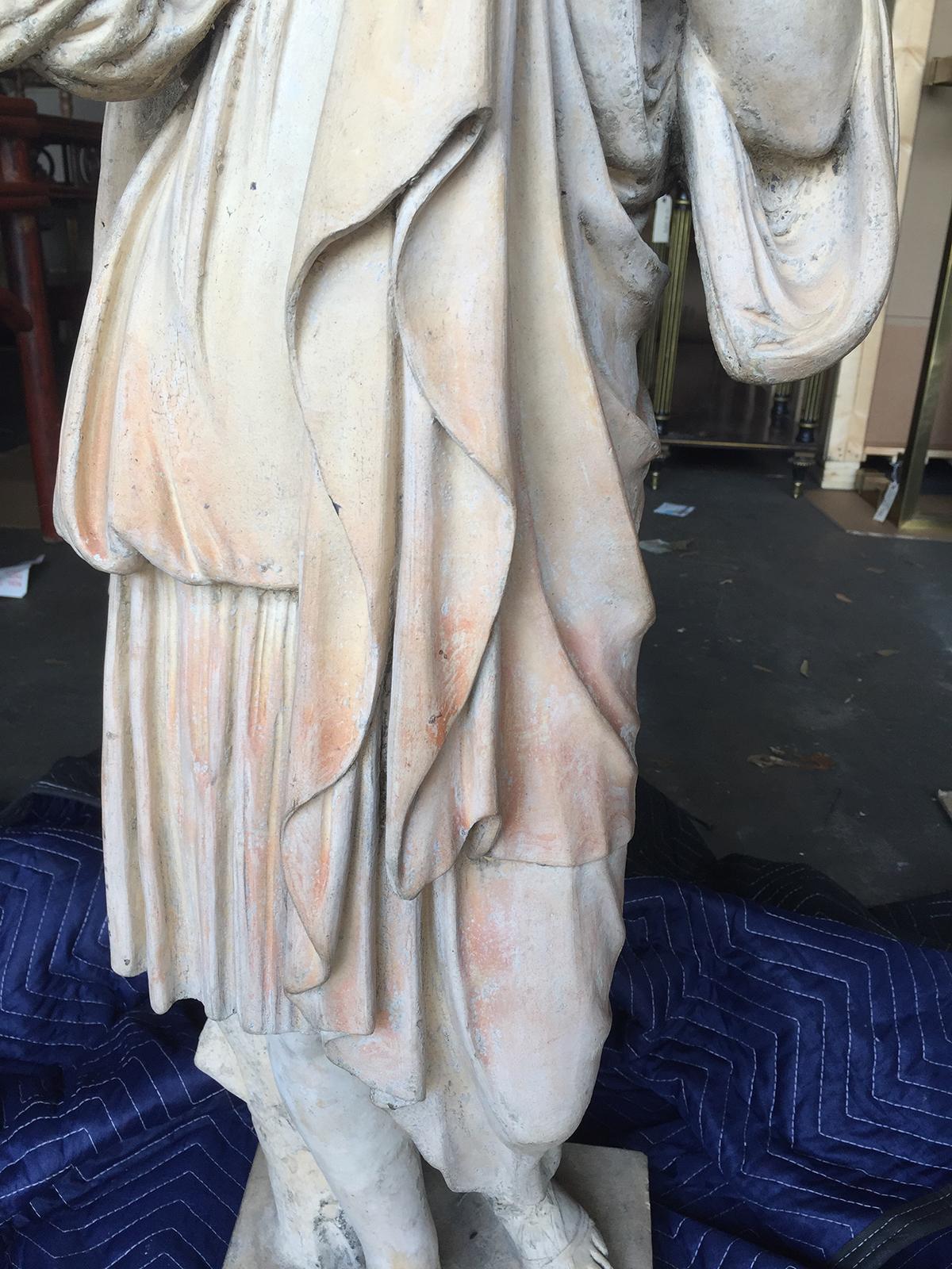 19th Century English Neoclassical Coade Stone Figure of Classical Draped Maiden For Sale 2