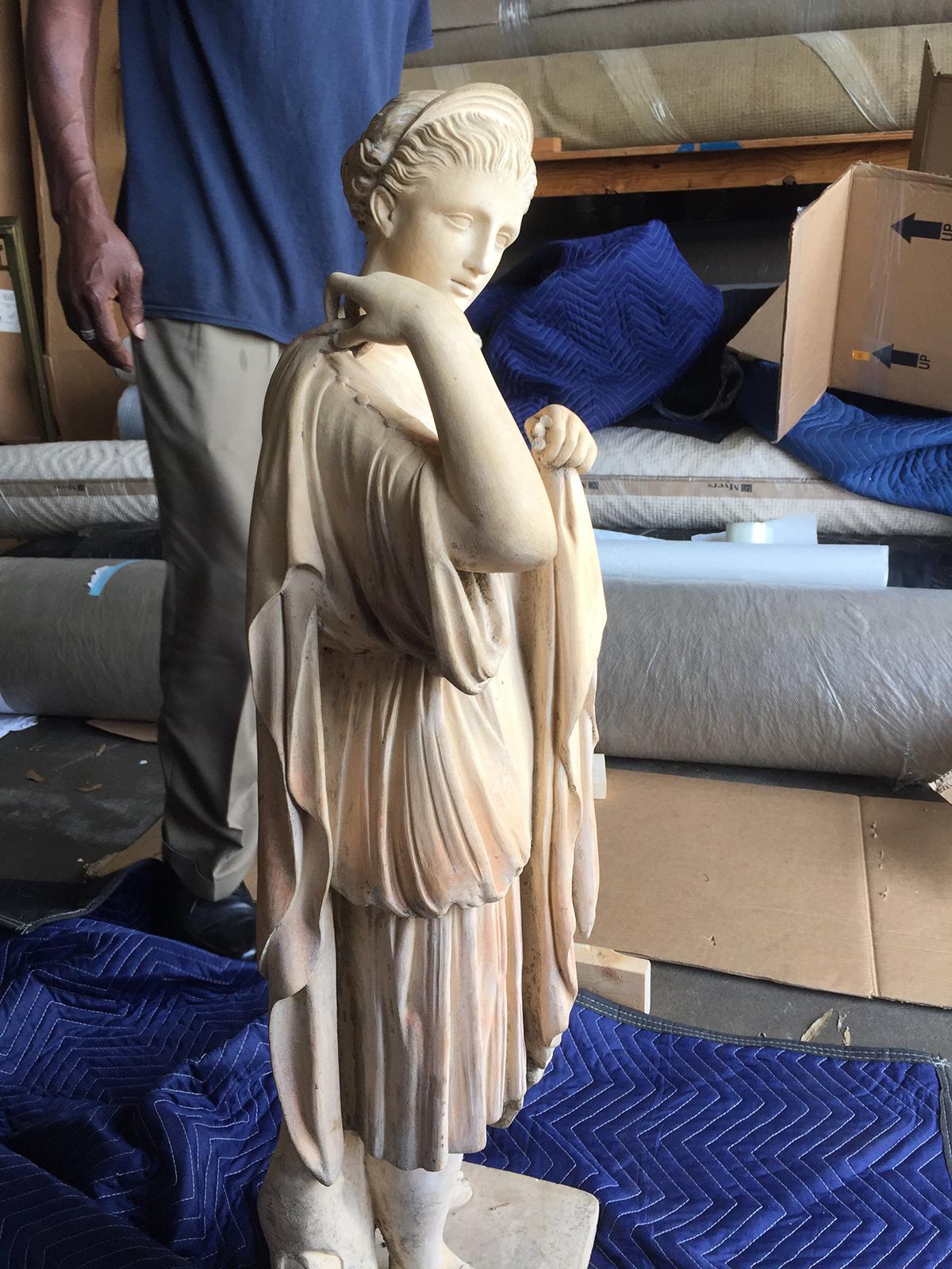 19th Century English Neoclassical Coade Stone Figure of Classical Draped Maiden For Sale 3