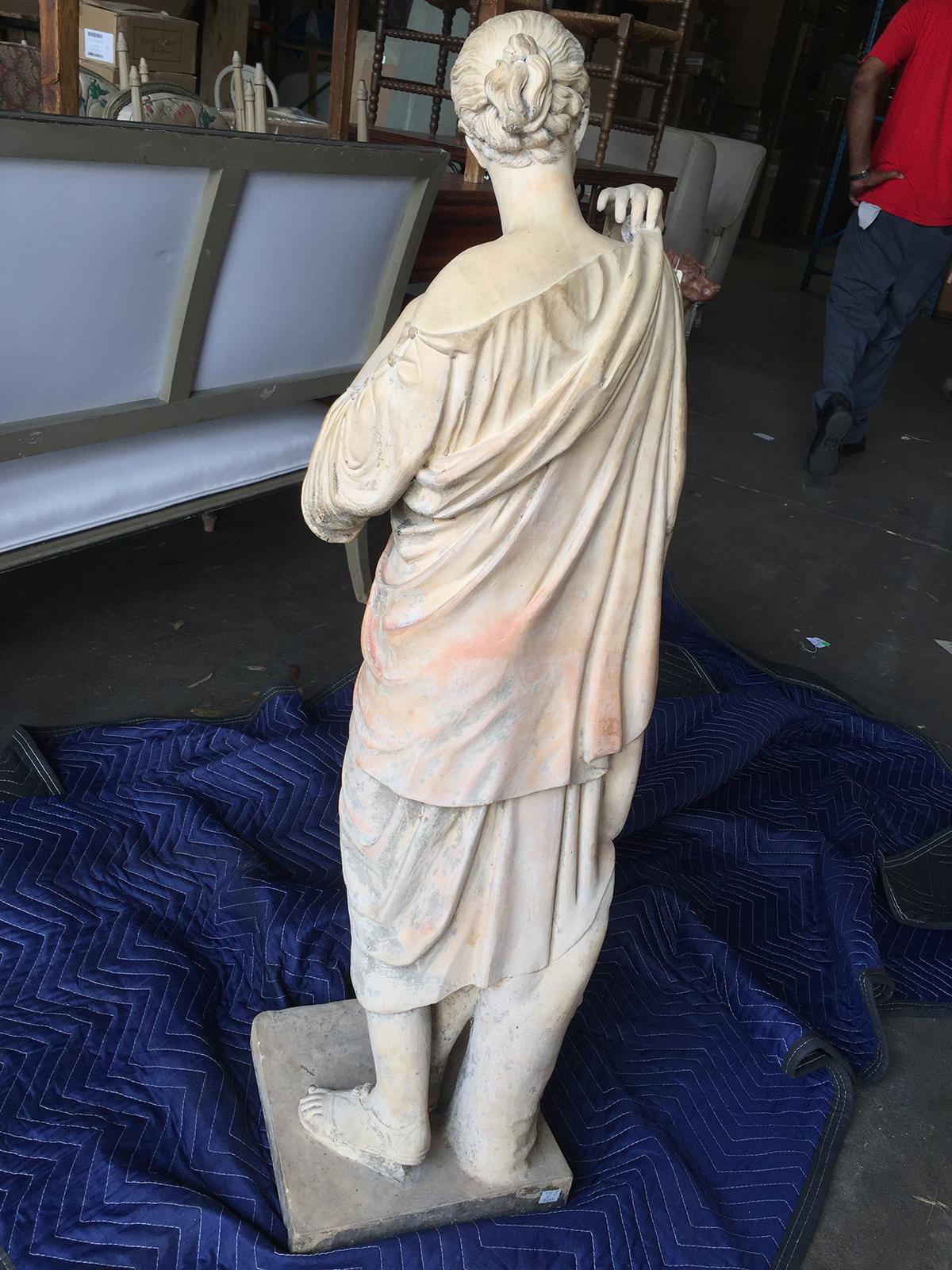 19th Century English Neoclassical Coade Stone Figure of Classical Draped Maiden For Sale 4