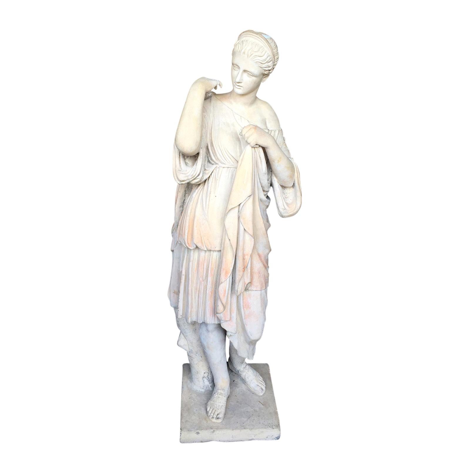 19th Century English Neoclassical Coade Stone Figure of Classical Draped Maiden For Sale