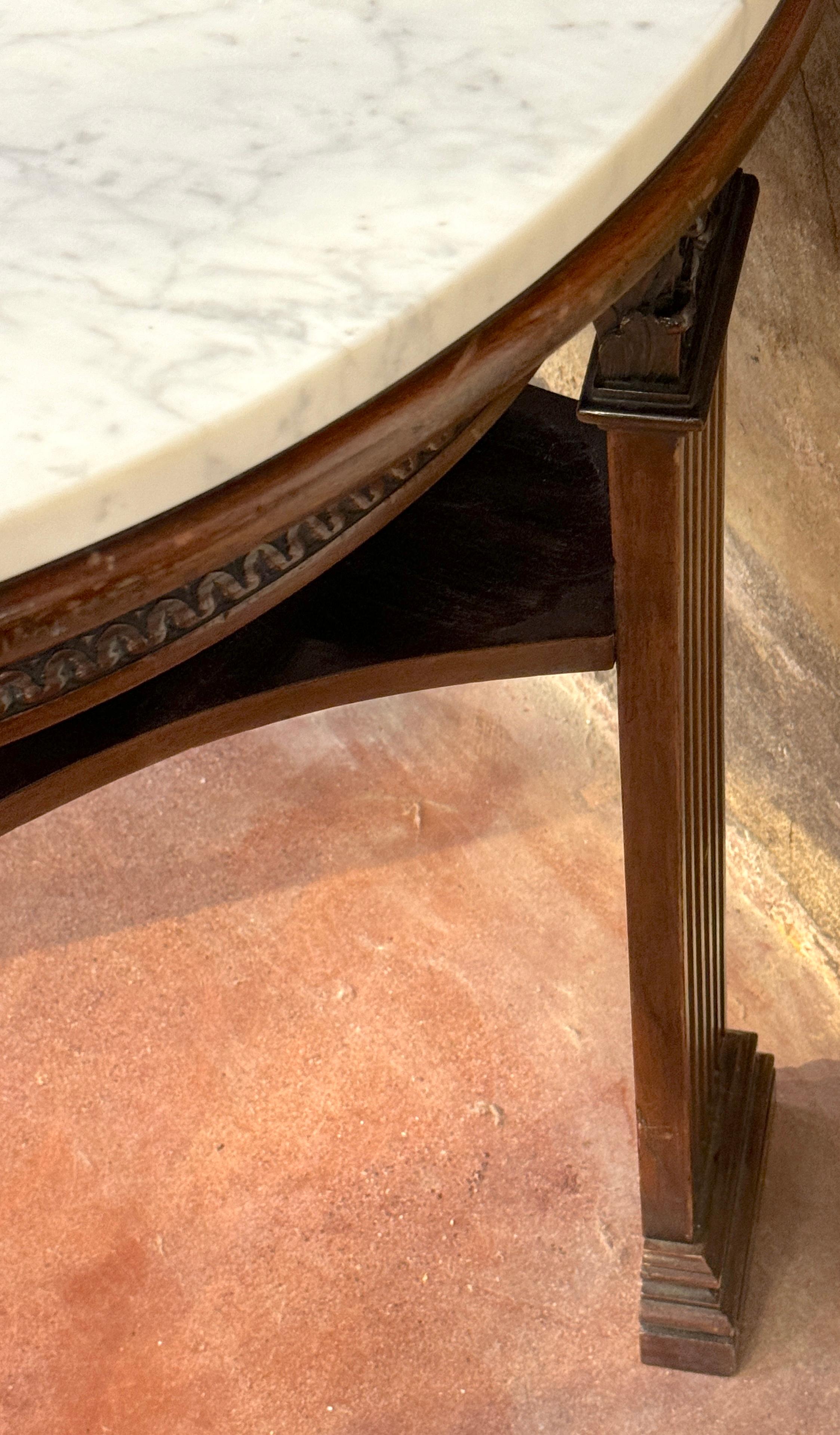 19th Century English Neoclassical Corinthian Column Marble Top Library Table For Sale 6