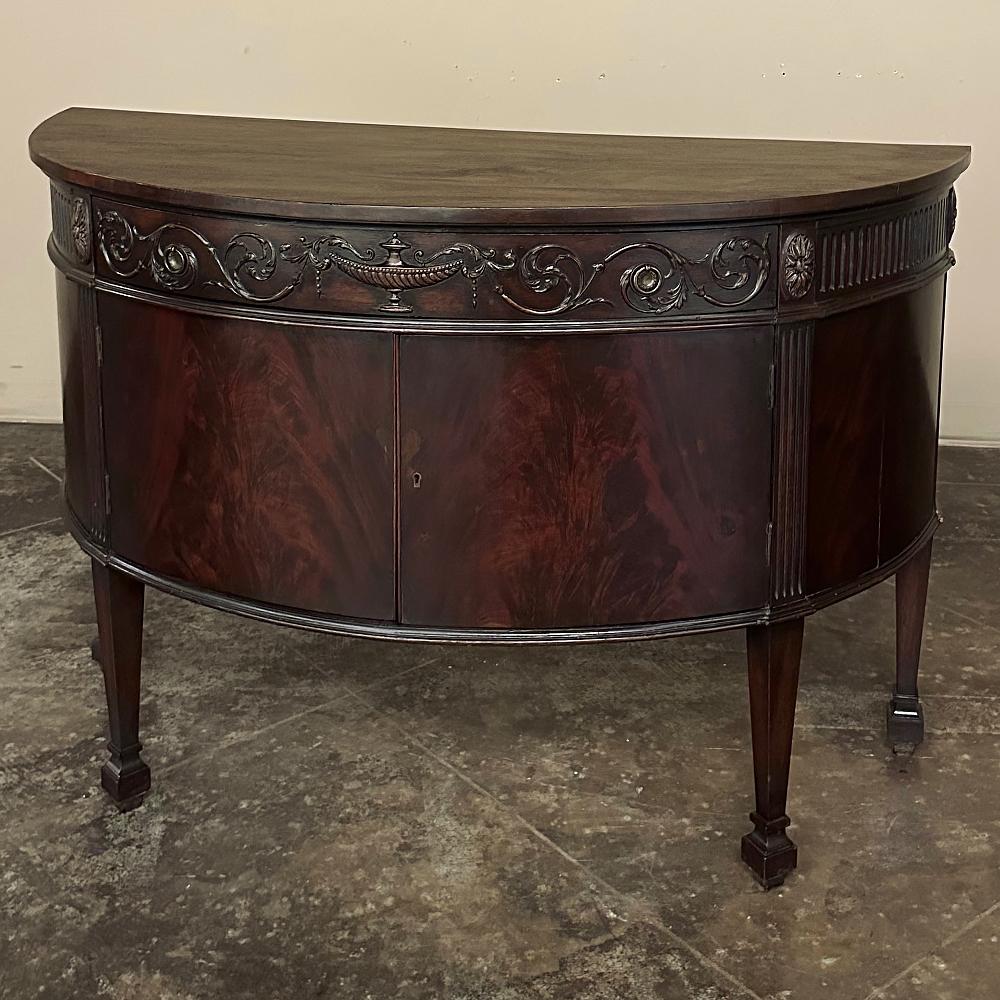 Hand-Crafted 19th Century English Neoclassical Demilune Buffet, circa 1890 For Sale