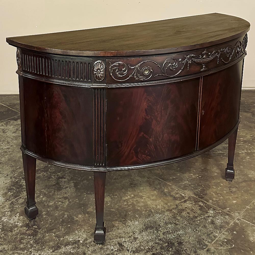 19th Century English Neoclassical Demilune Buffet, circa 1890 In Good Condition For Sale In Dallas, TX