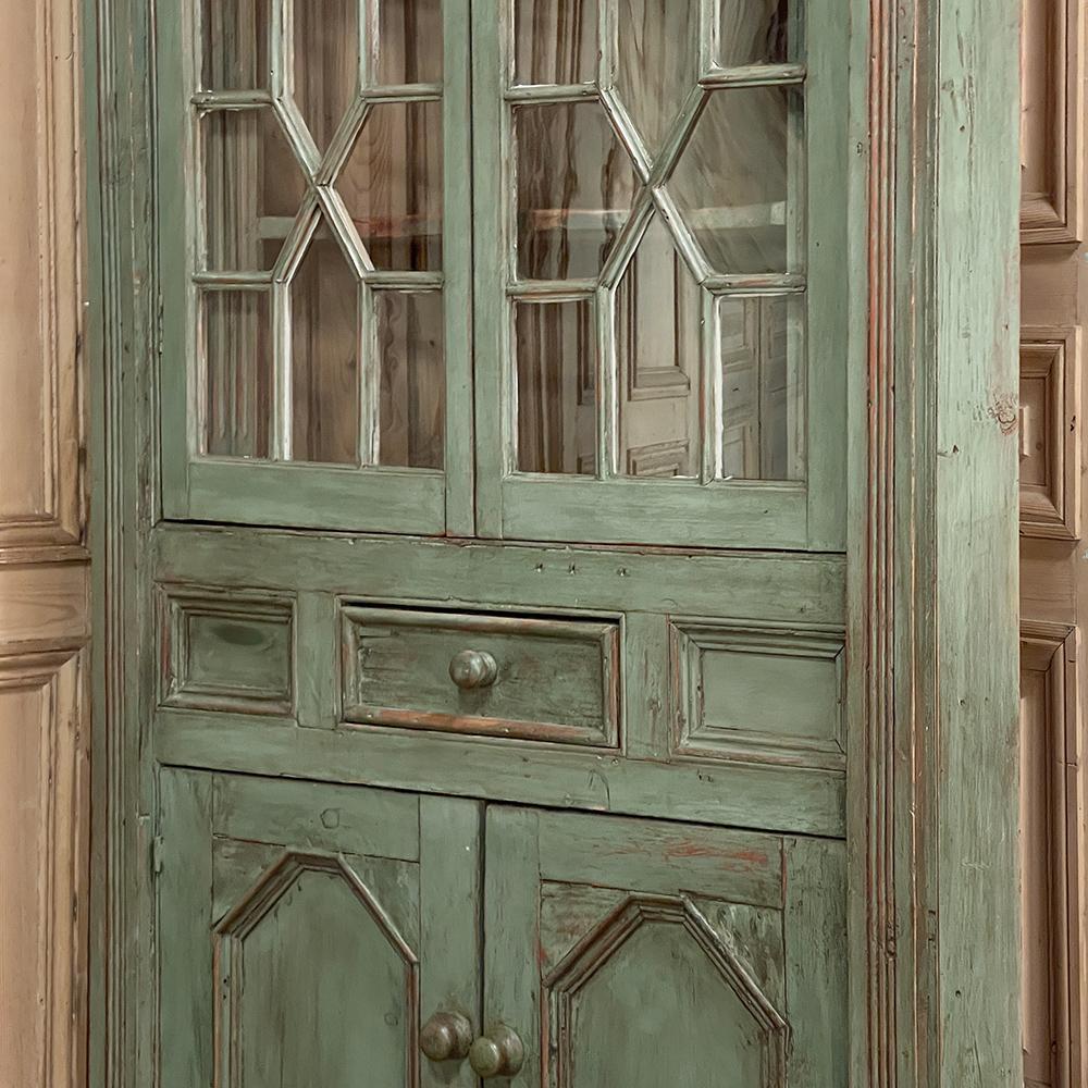 19th Century English Neoclassical Painted Corner Cabinet, Bookcase 9