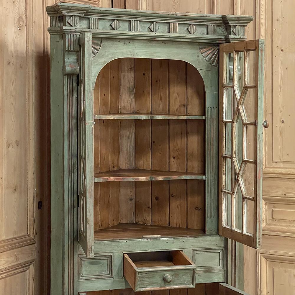 Late 19th Century 19th Century English Neoclassical Painted Corner Cabinet, Bookcase