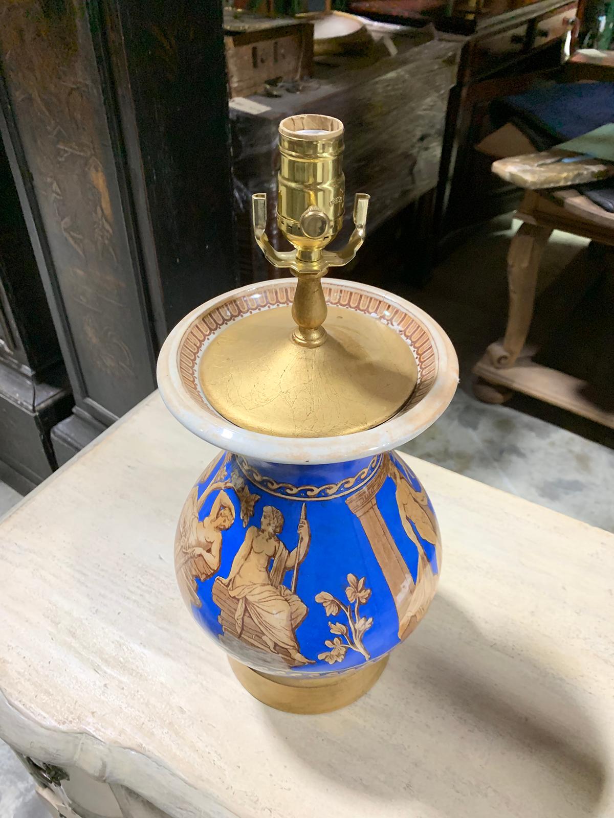 19th Century English Neoclassical Style Lusterware Lamp For Sale 11