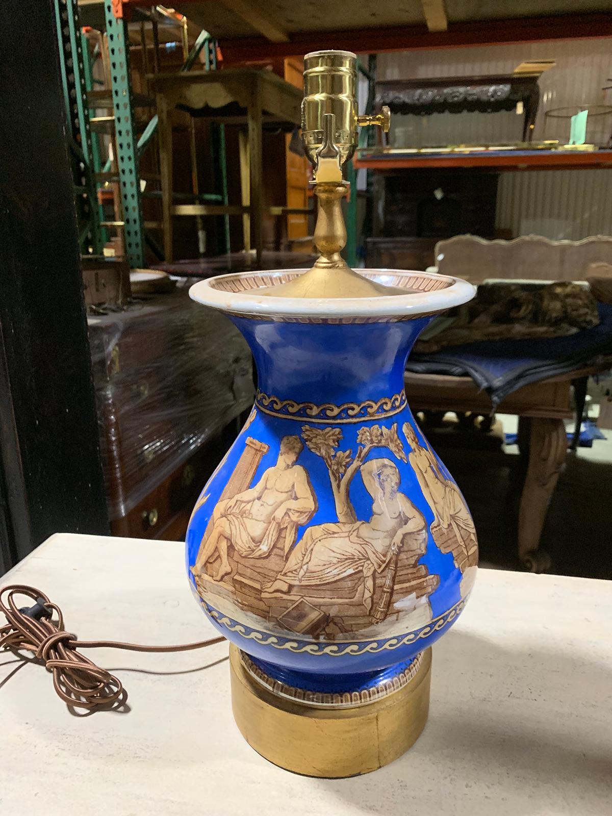 19th Century English Neoclassical Style Lusterware Lamp For Sale 1