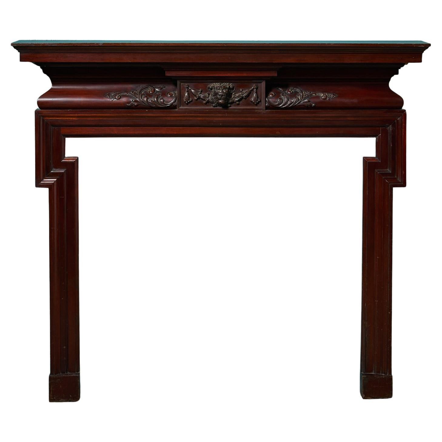 19th Century English Neoclassical Style Mahogany Fireplace For Sale