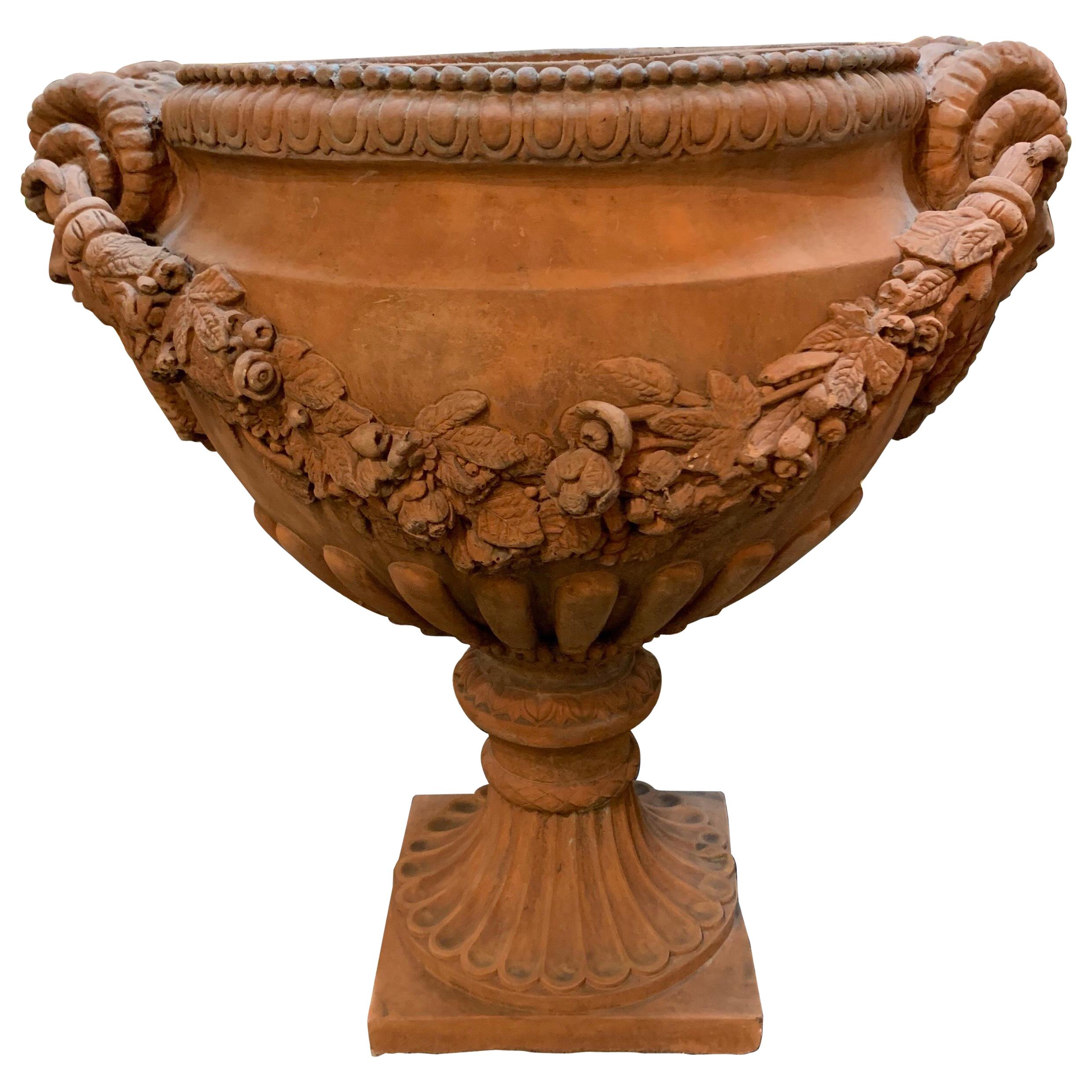 English Neoclassical Style Concrete Terracotta Colored Planter