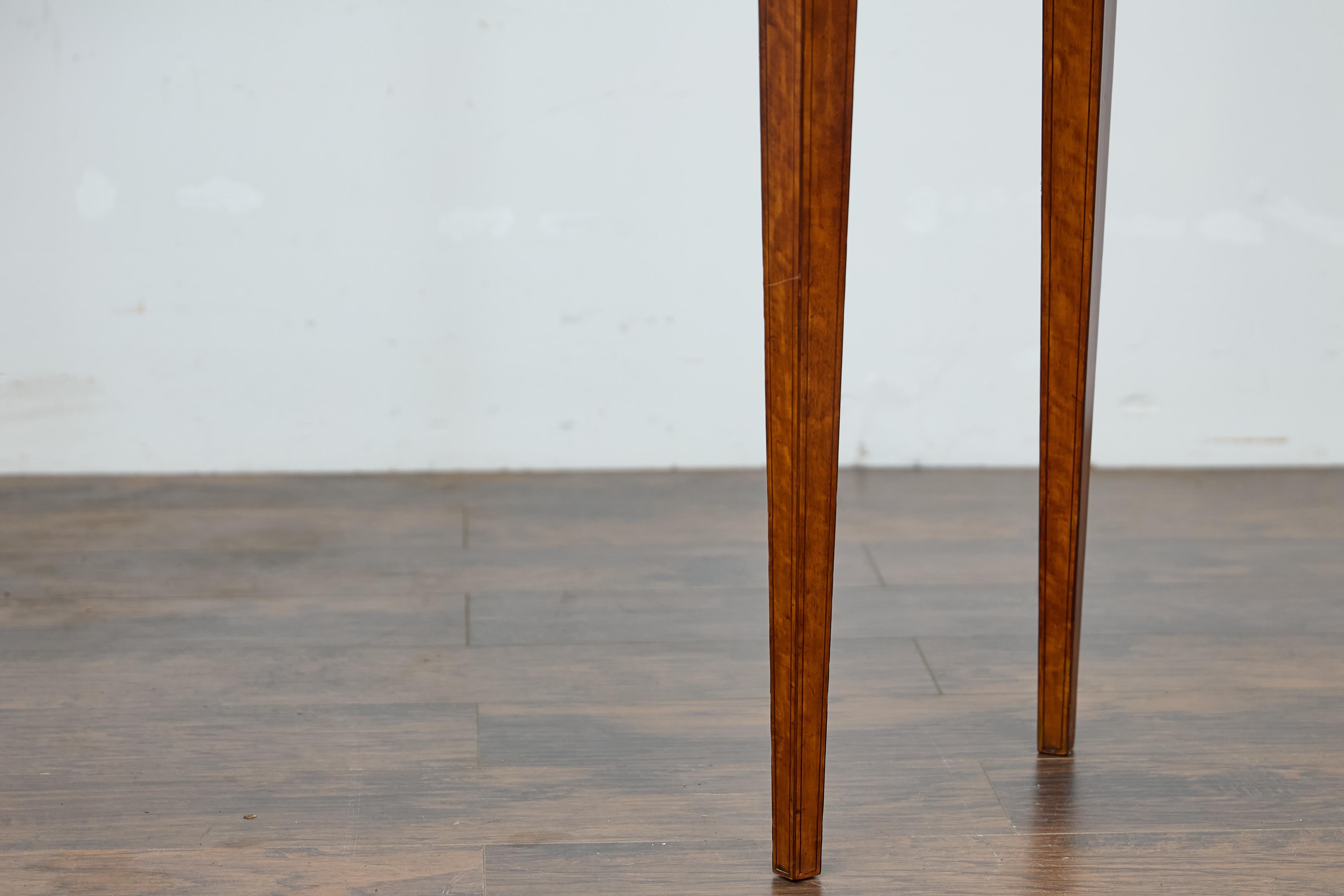 19th Century English Neoclassical Walnut Demi-Lune Table with Tapered Legs In Good Condition For Sale In Atlanta, GA