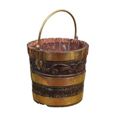 19th Century English Oak and Brass Oyster Bucket 