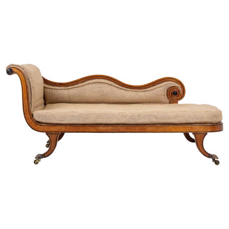 19th Century English Oak and Ebonised Inlay Chaise Longue at 1stDibs