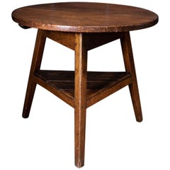 Antique 19th Century English Oak and Fruitwood Cricket Table