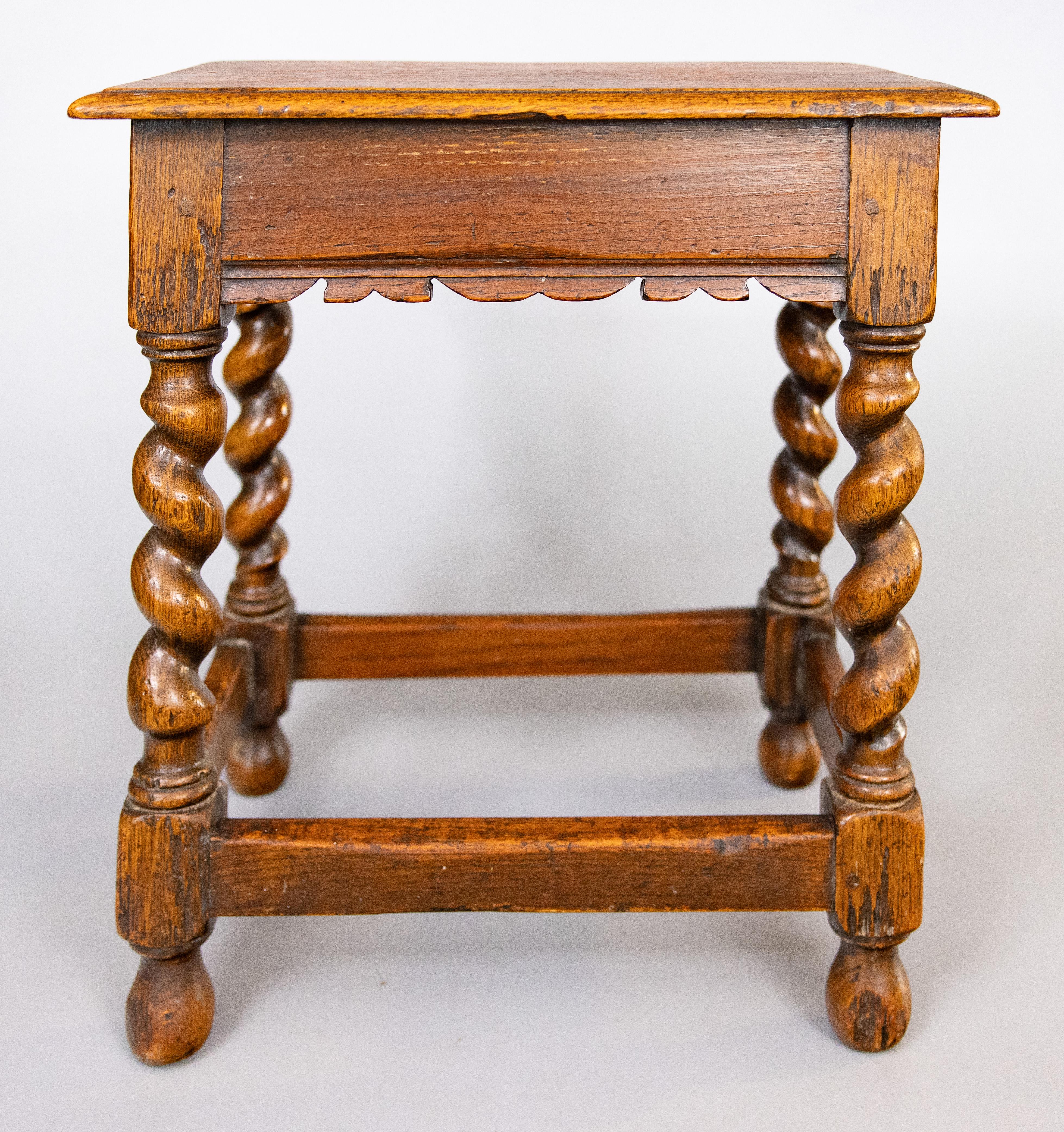 19th Century English Oak Barley Twist Joint Stool Side Table For Sale ...