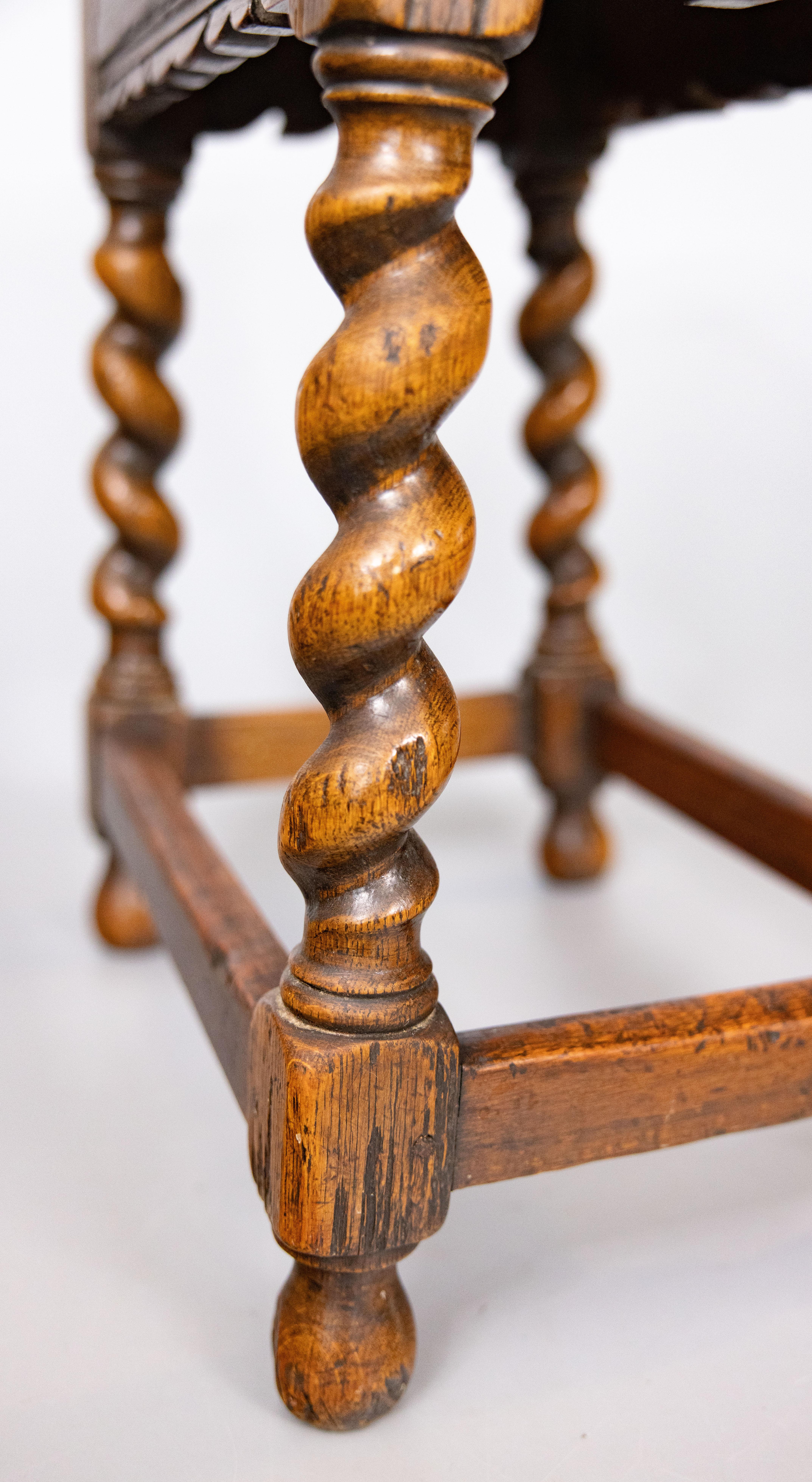 19th Century English Oak Barley Twist Joint Stool Side Table For Sale ...