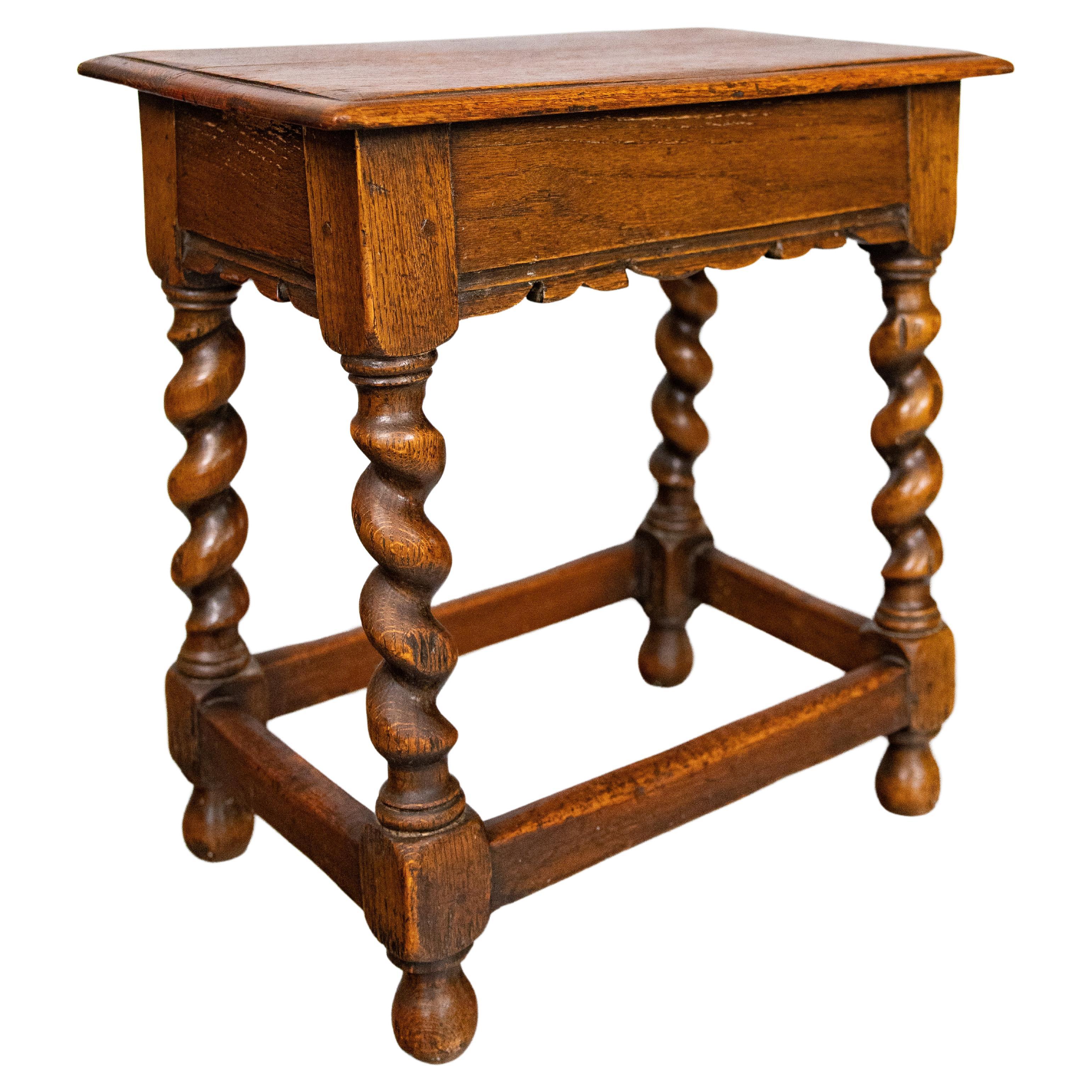 19th Century English Oak Barley Twist Joint Stool Side Table For Sale ...