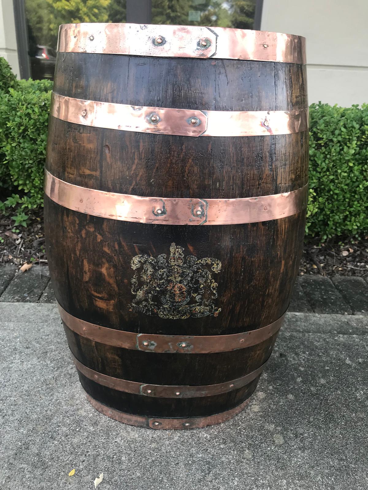 19th Century English Oak Barrel with Crest 7