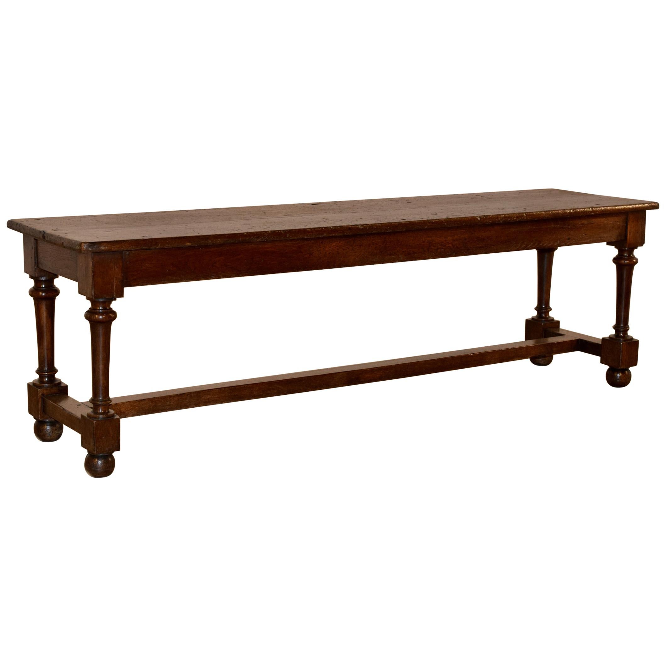 English Oak and Leather Bench, circa 1860 For Sale at 1stDibs