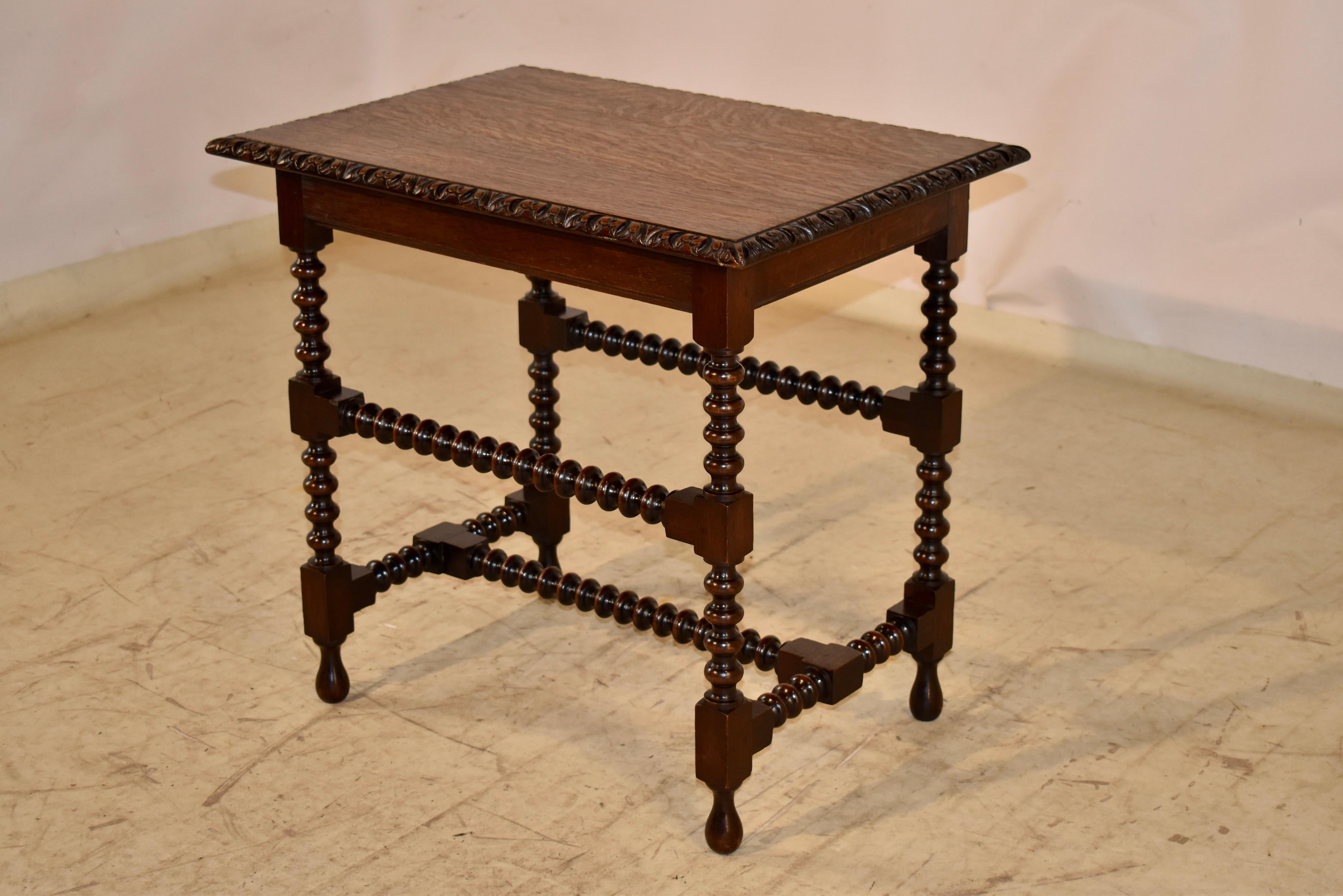 19th Century English Oak Bobbin Leg Side Table In Good Condition For Sale In High Point, NC