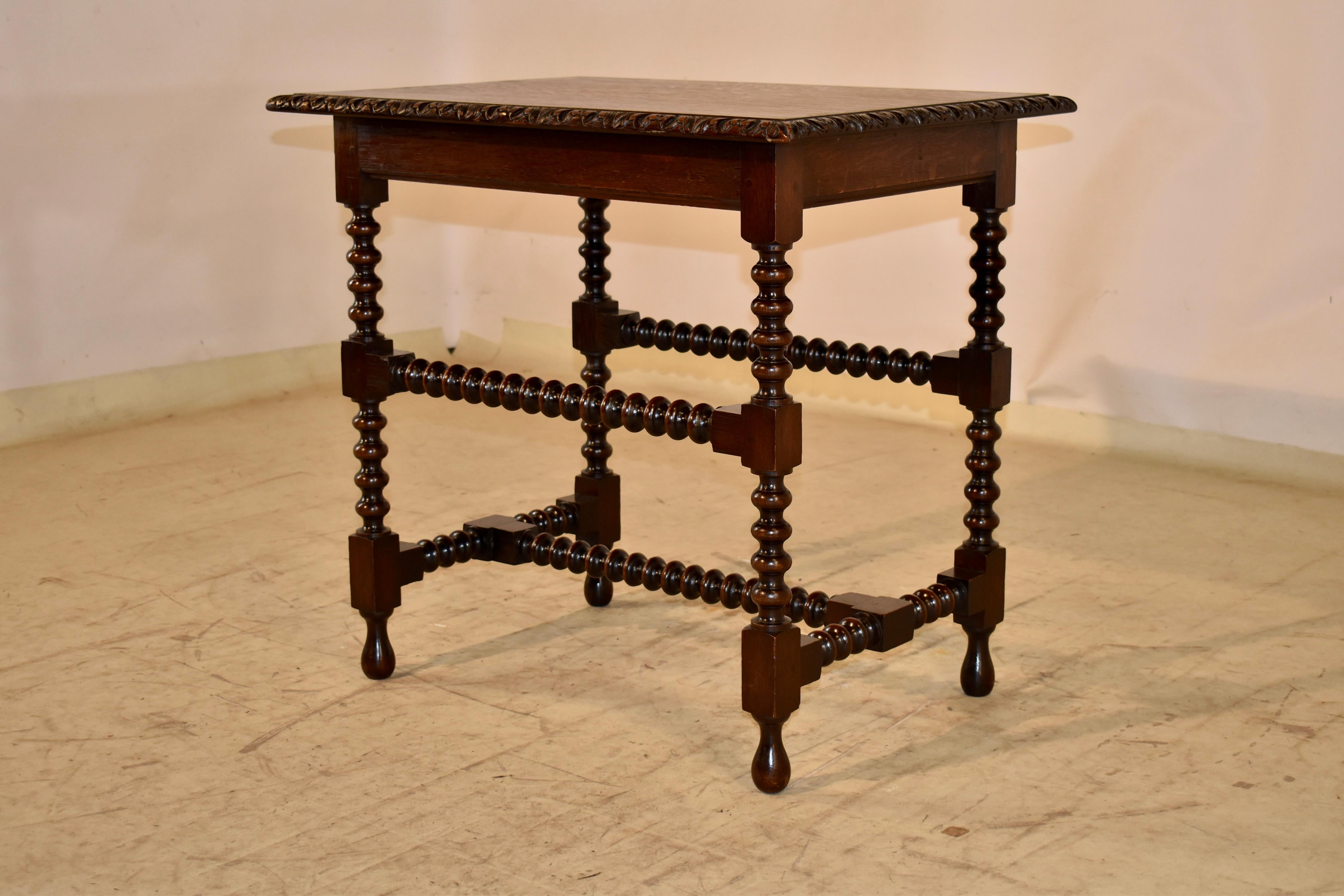 19th Century English Oak Bobbin Leg Side Table For Sale 1