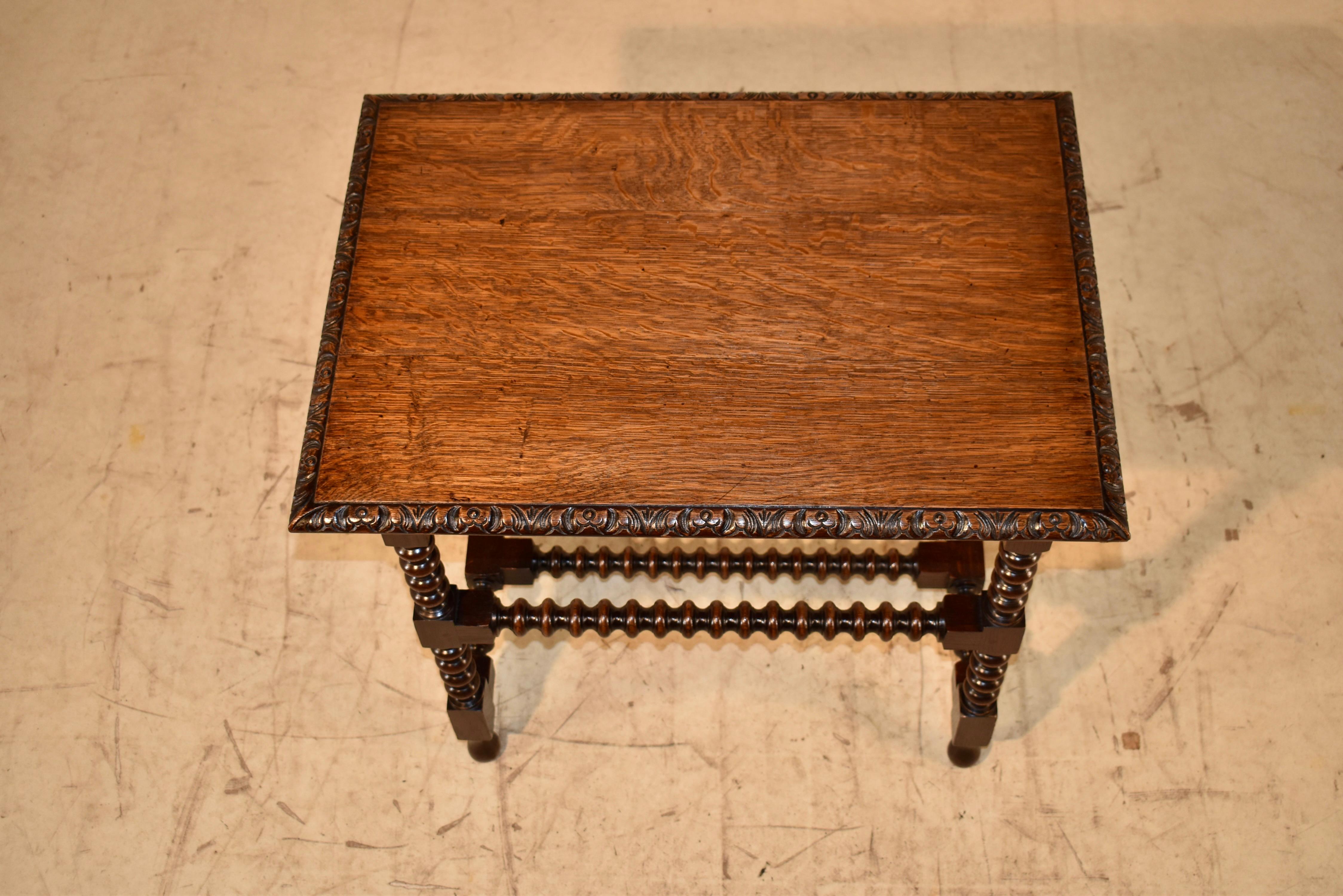 19th Century English Oak Bobbin Leg Side Table For Sale 2