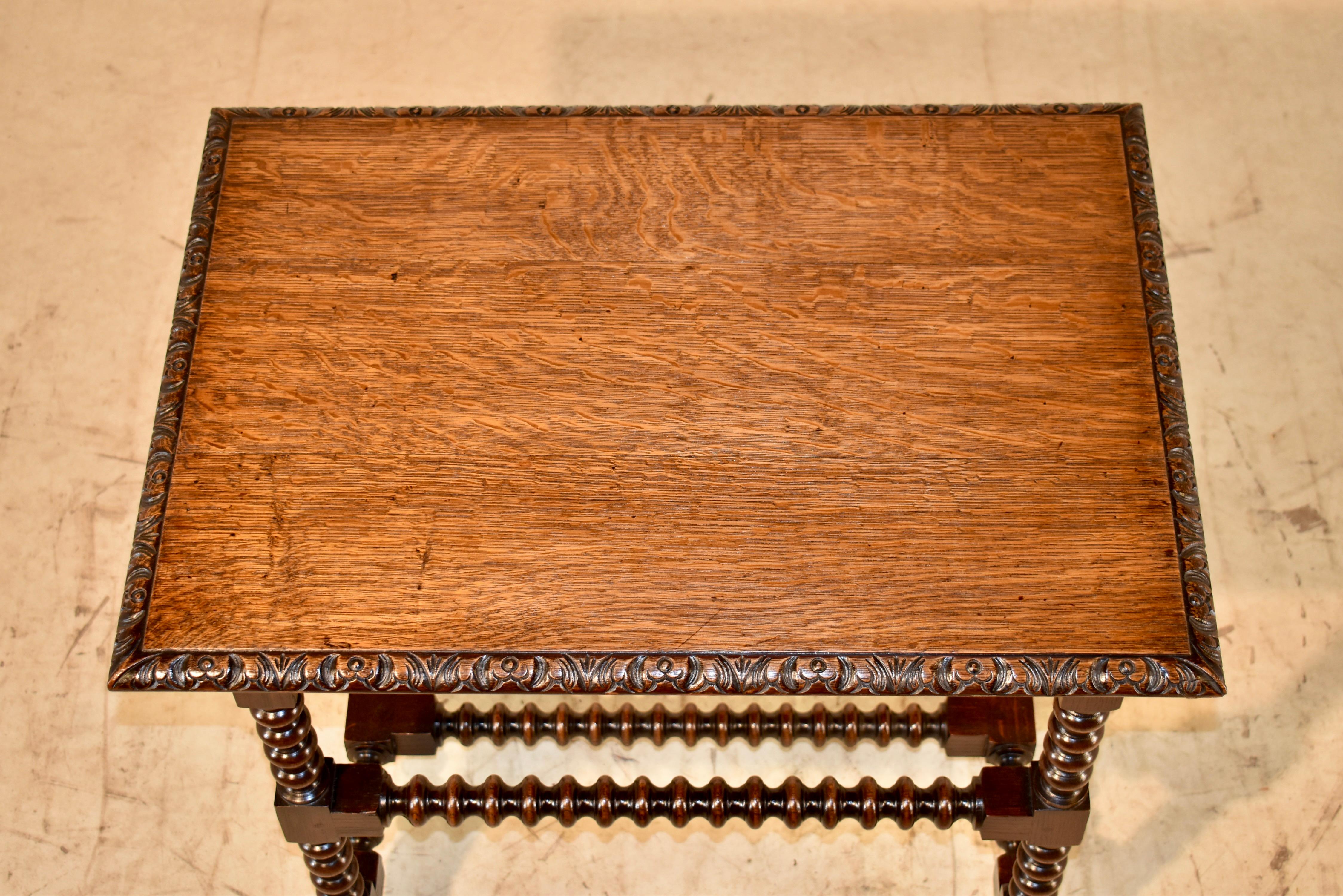 19th Century English Oak Bobbin Leg Side Table For Sale 3