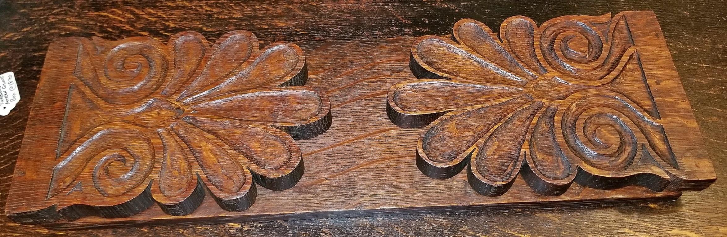 Hand-Carved 19th Century English Oak Book Slide
