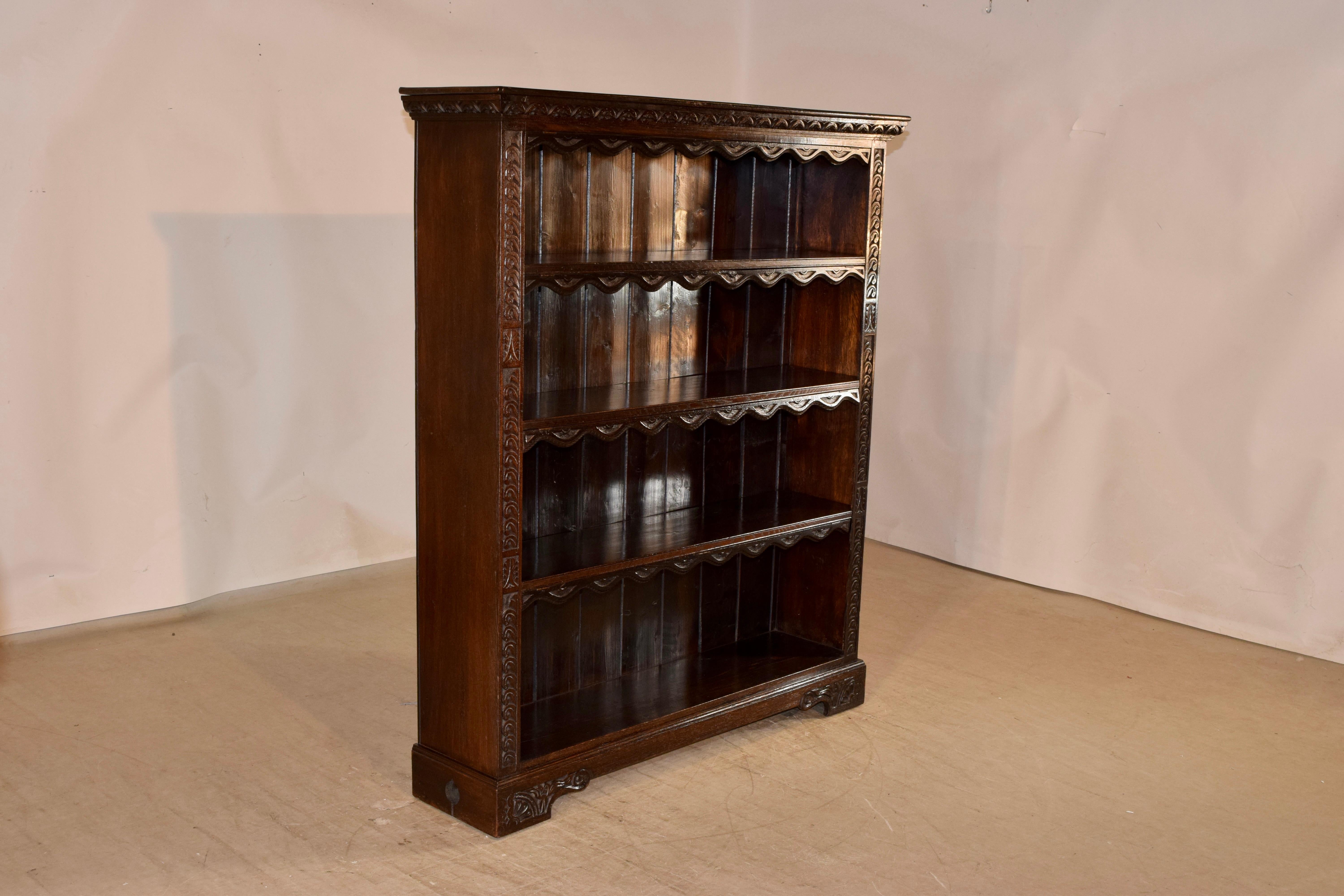 Hand-Carved 19th Century English Oak Bookcase