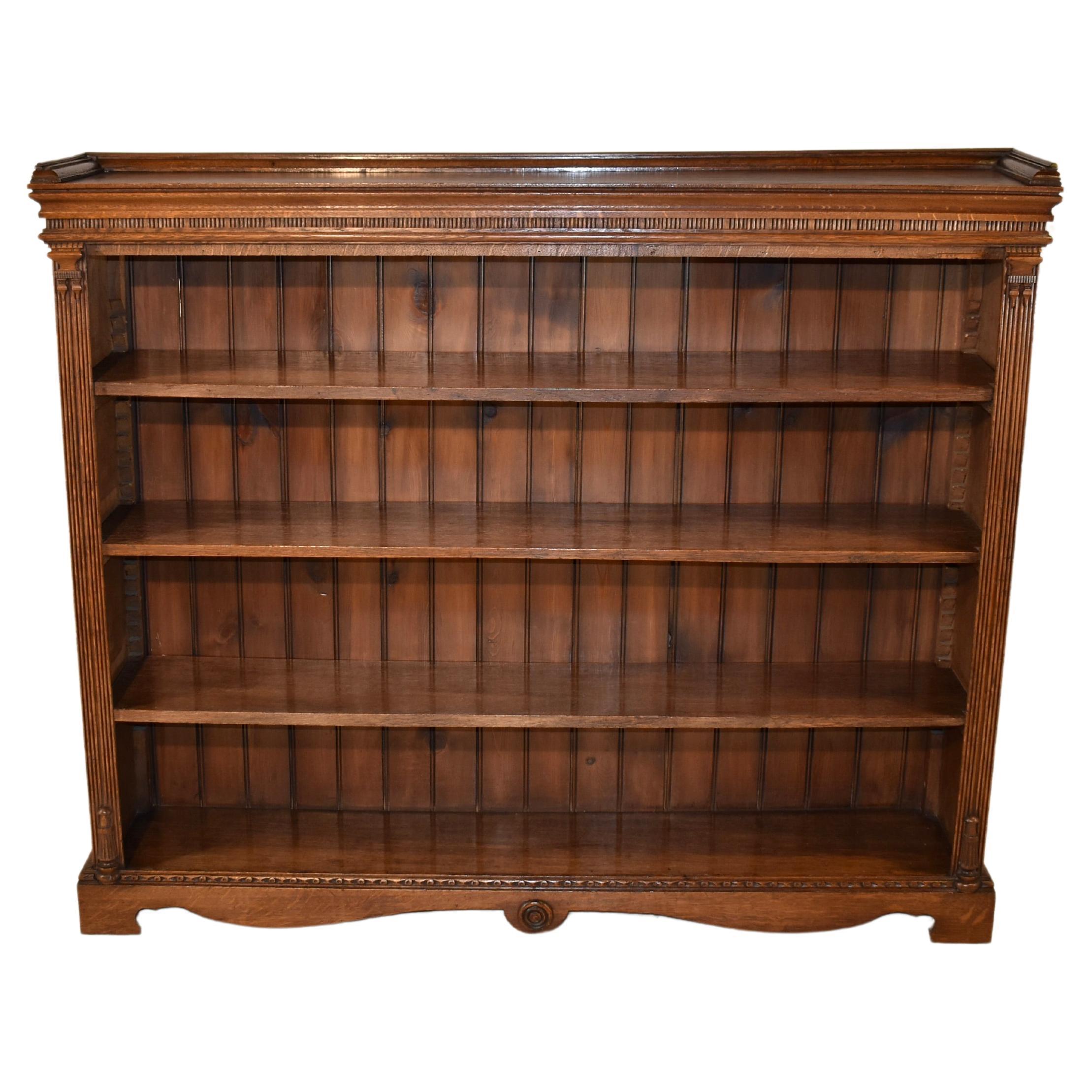 19th Century English Oak Bookcase For Sale