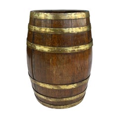 19th Century English Oak Brass Bound Barrel