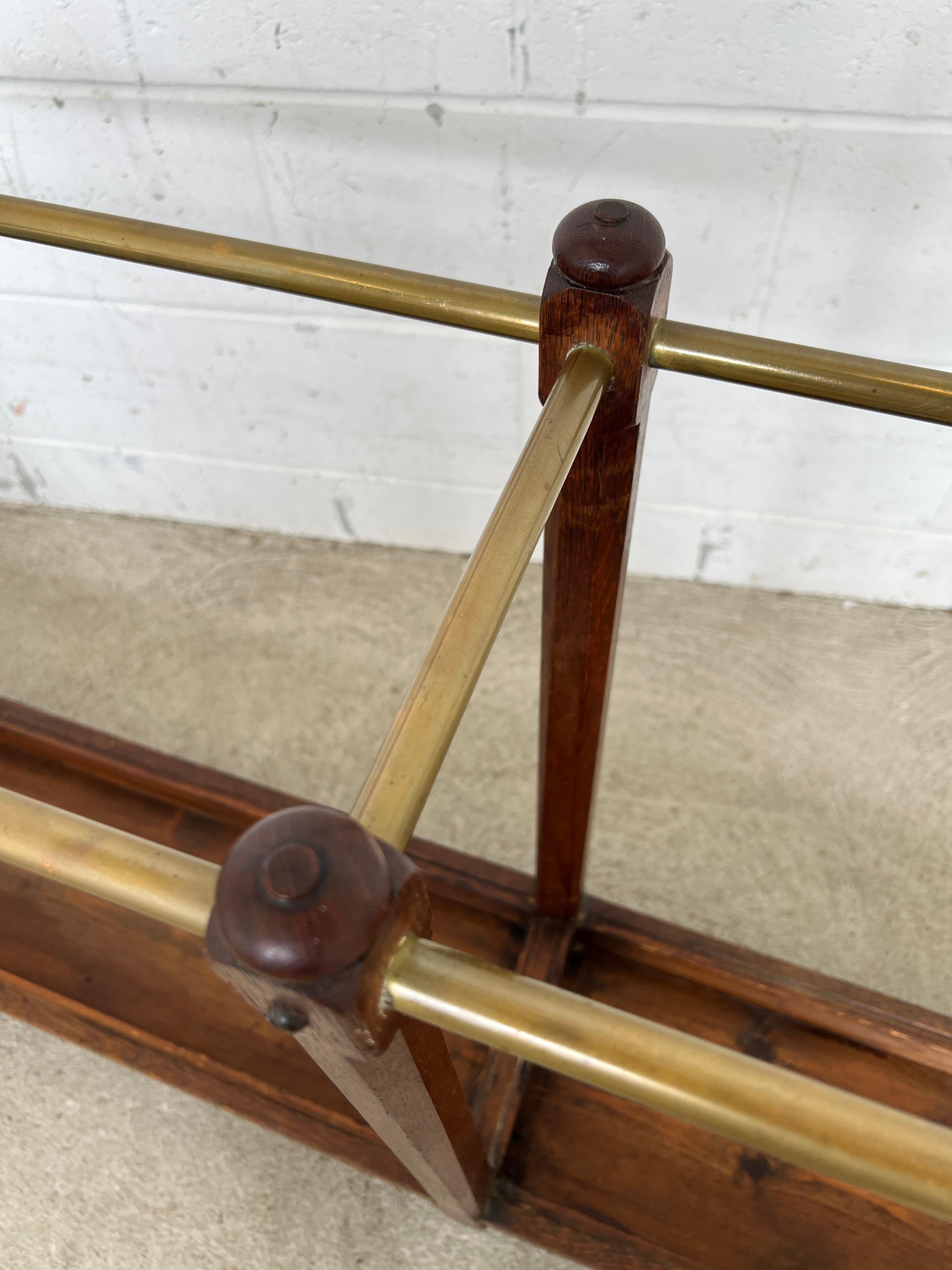 19th Century English Oak & Brass Cane / Umbrella Holder 8FT Victorian Hotel For Sale 8