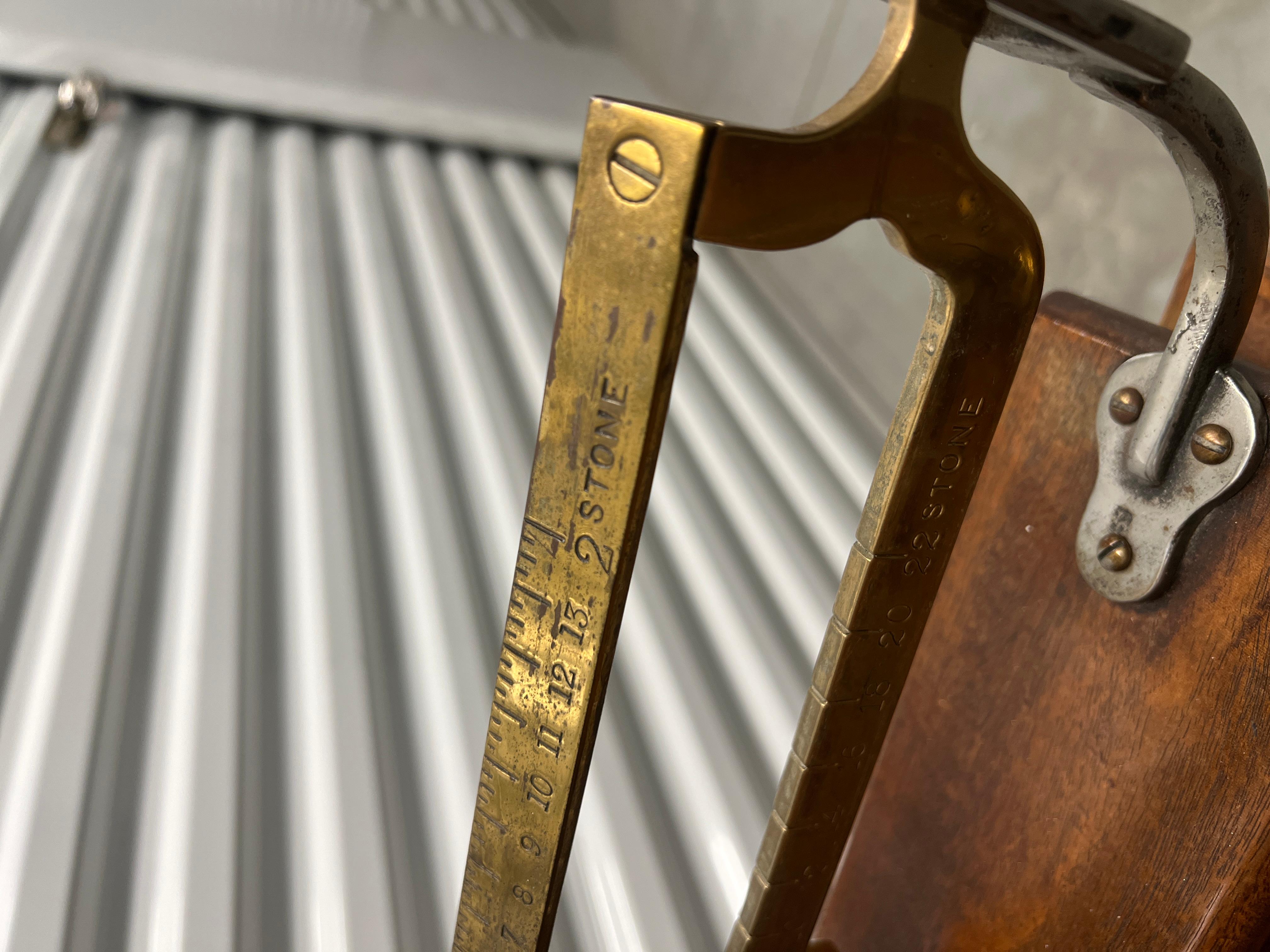 19th Century, English Oak, Brass & Leather Jockey Scale Likely Thornhill & Co 1