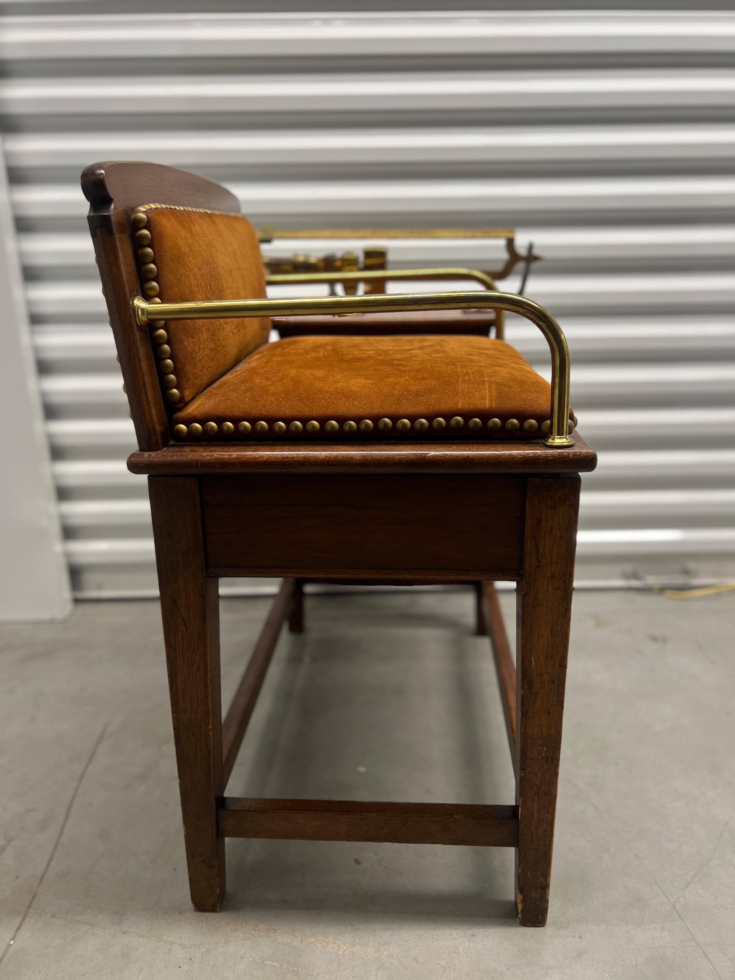 19th Century, English Oak, Brass & Leather Jockey Scale Likely Thornhill & Co 3