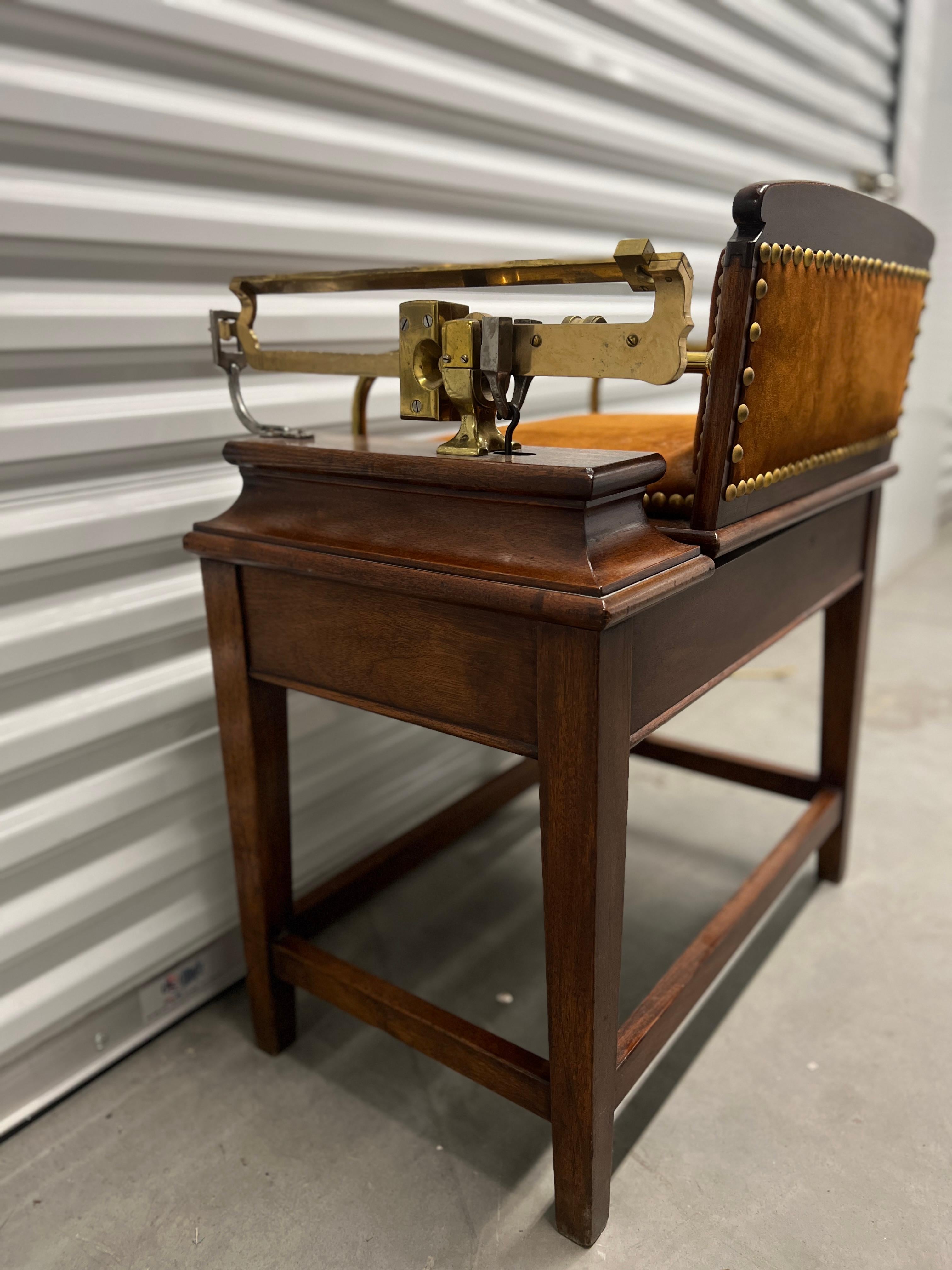 19th Century, English Oak, Brass & Leather Jockey Scale Likely Thornhill & Co 5
